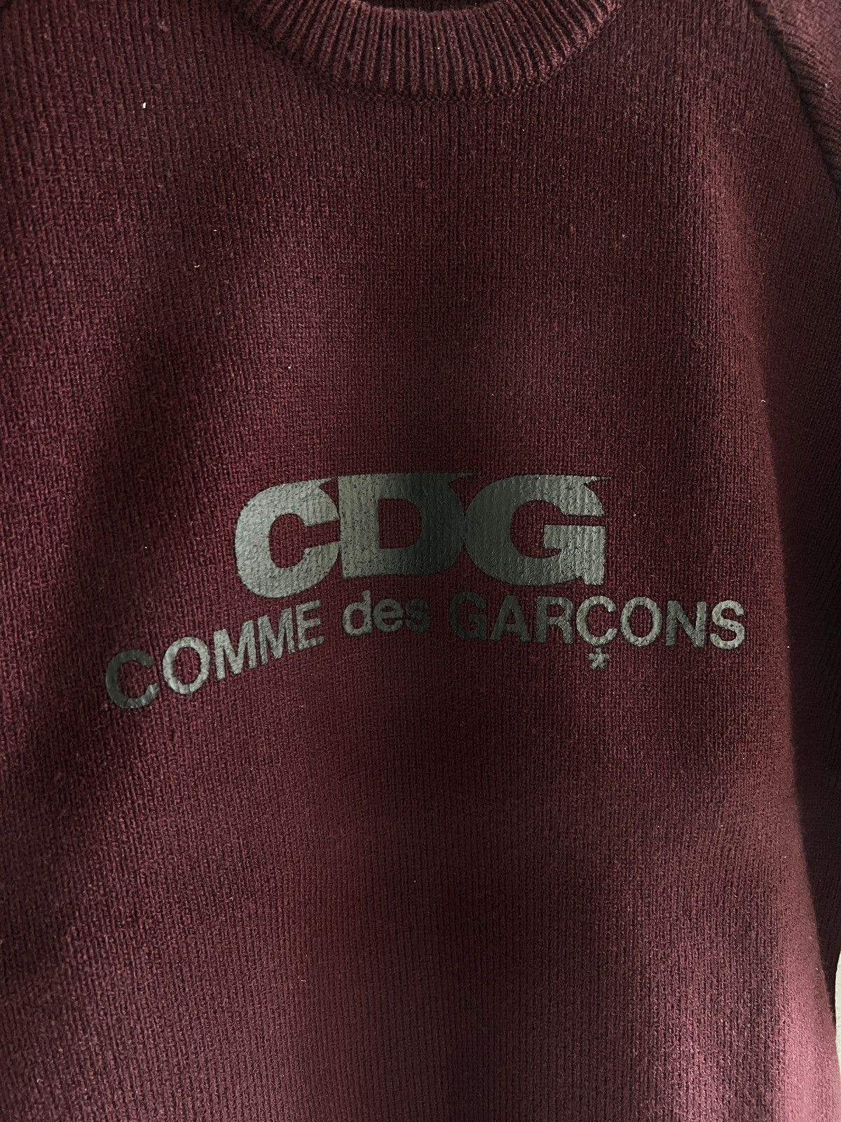 Comme des Garcons Homme Deux CDG maroon logo sweater Size US M / EU 48-50 / 2 - 3 Thumbnail