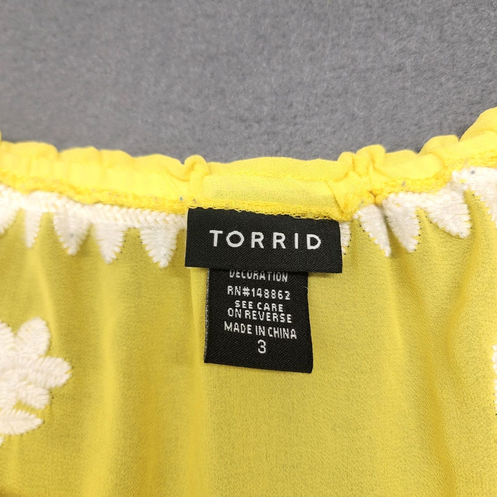 Torrid Torrid Top Womens 3XL Yellow Embroidered Peasant Boho Tassel Flutter Sleeve Shirt Blouse Womens +3XL Size XXL / US 16-18 / IT 52-54 - 3 Thumbnail