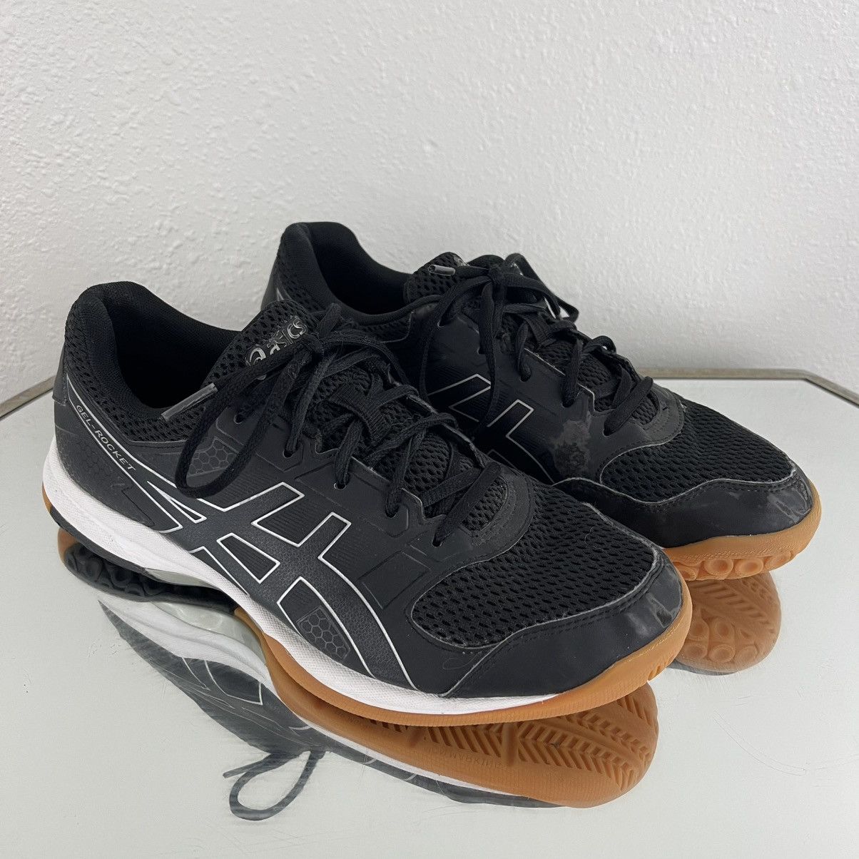 Asics ASICS Womens Black White Gel-Rocket 8 B756Y Sport Shoes Size US 9 / IT 39 - 2 Thumbnail