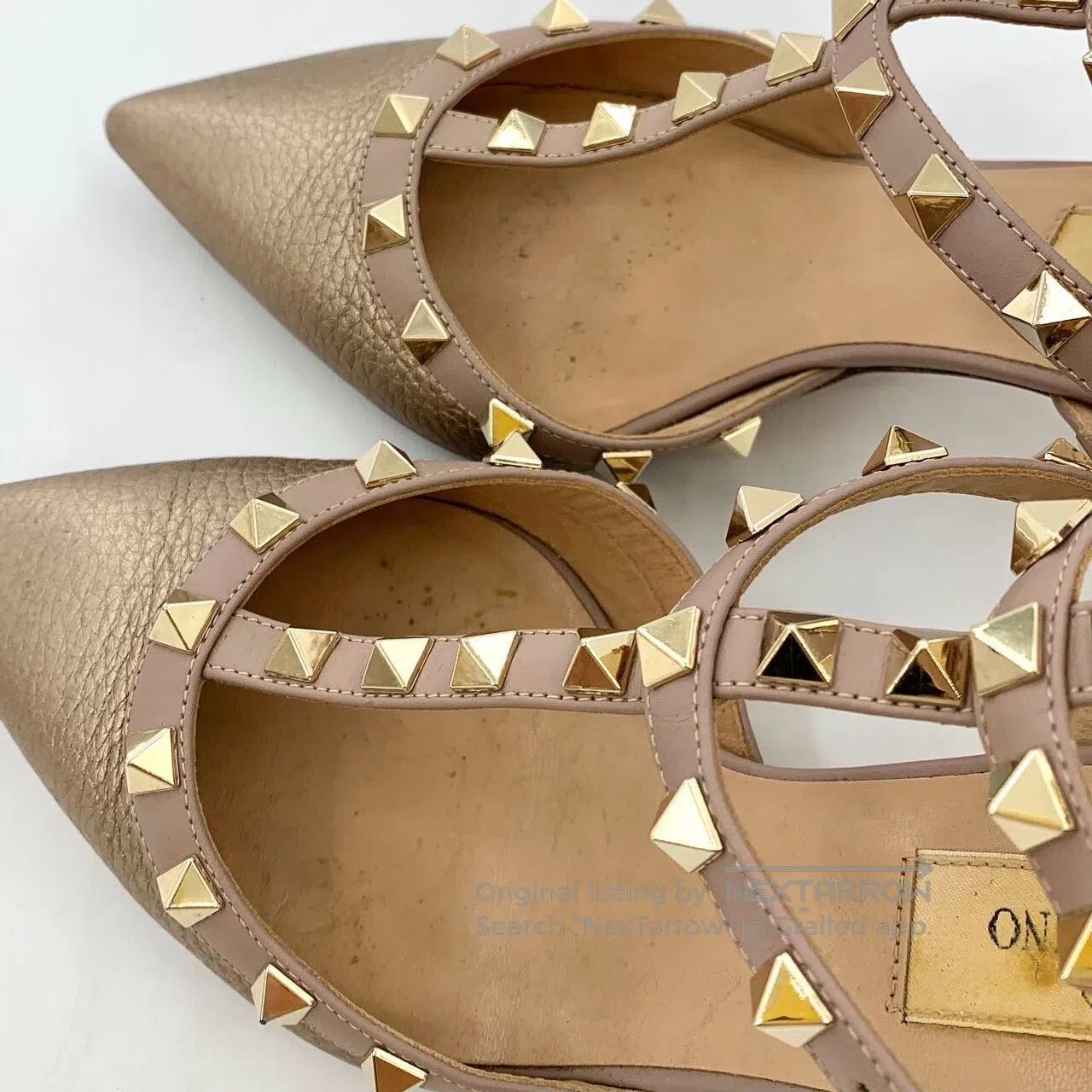 Valentino Valentino Champagne Pointed Toe Stud One-Strap Stiletto Hi Size US 5 / IT 35 - 9 Thumbnail