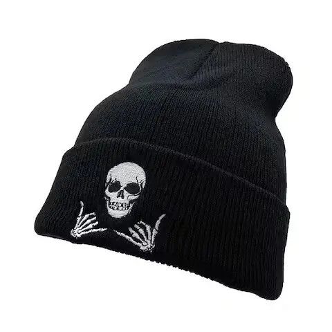 Cartoon Network Skull Gesture Knit Beanies Hat for Men Women Size ONE SIZE - 1 Thumbnail