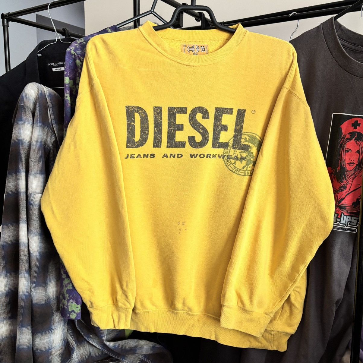 Vintage 🔥 Vintage Diesel 55 DSL Sweatshirt – Bold Yellow ERD Grunge Size US M / EU 48-50 / 2 - 1 Thumbnail