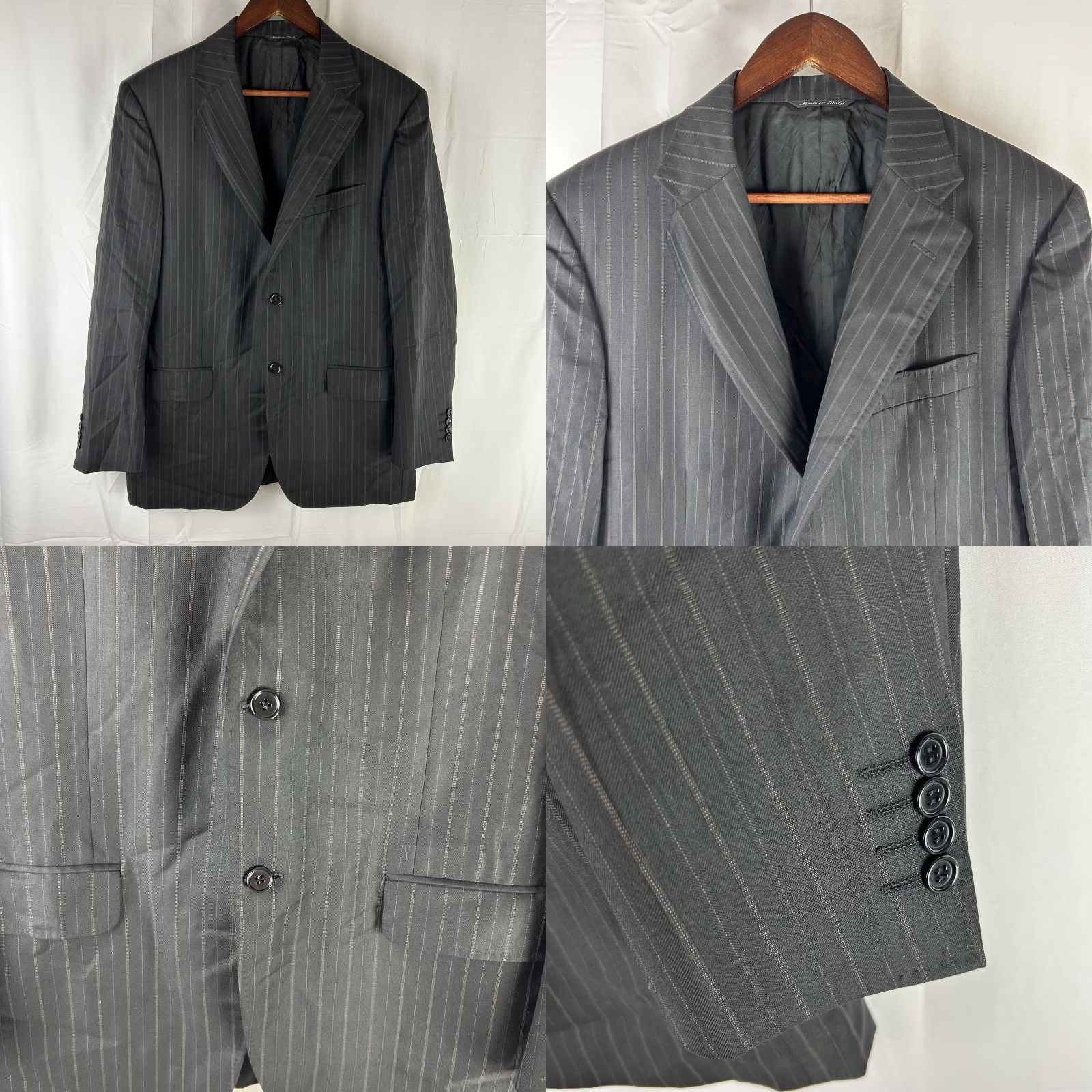 Canali VINTAGE Canali Blazer Mens 40R EU 50 Black Pinstripe Super 120's Wool Made in Italy Size 50R - 8 Thumbnail