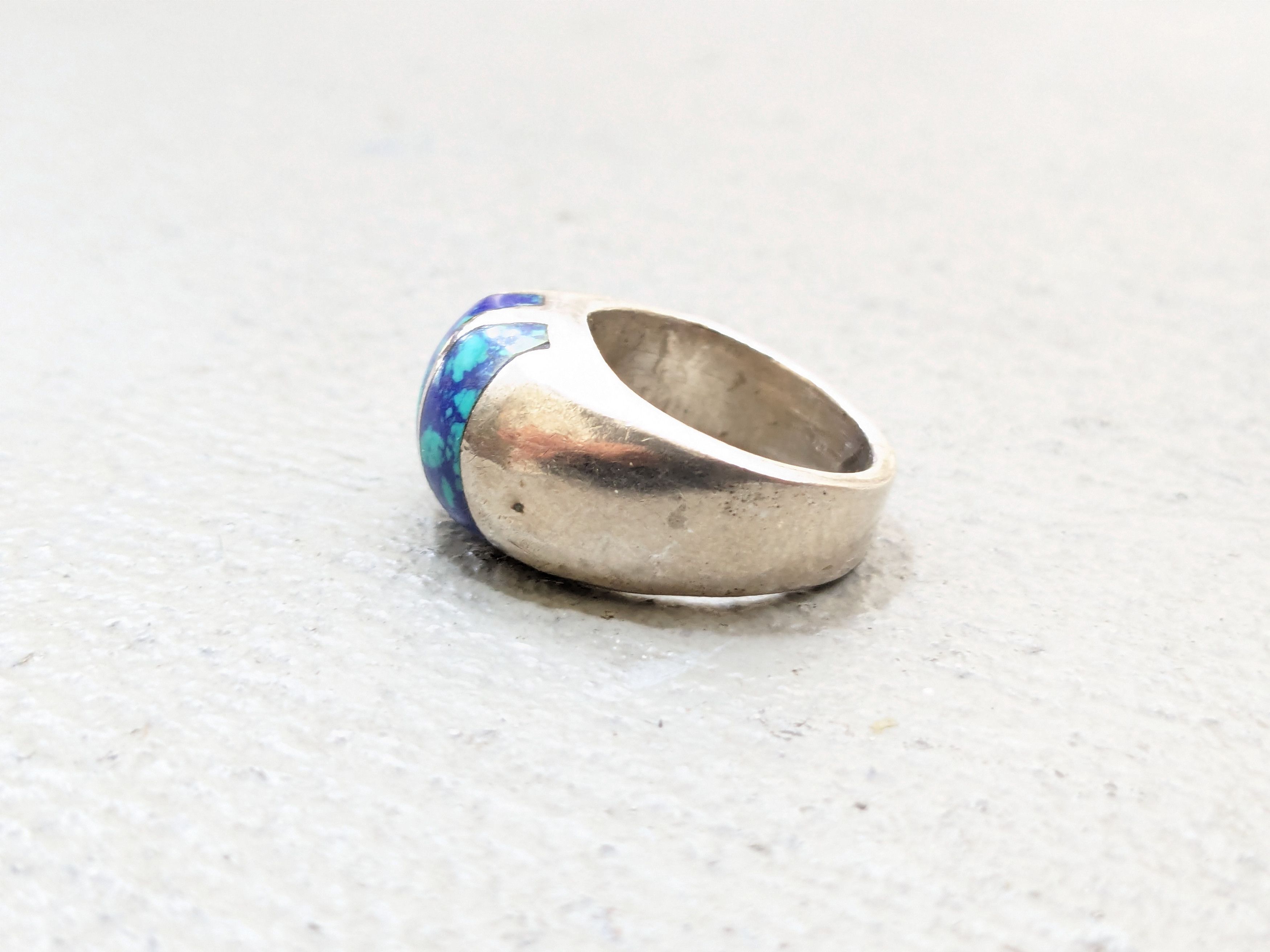 Vintage Sterling Silver Ring 7.25 Azurite Modern Mexico