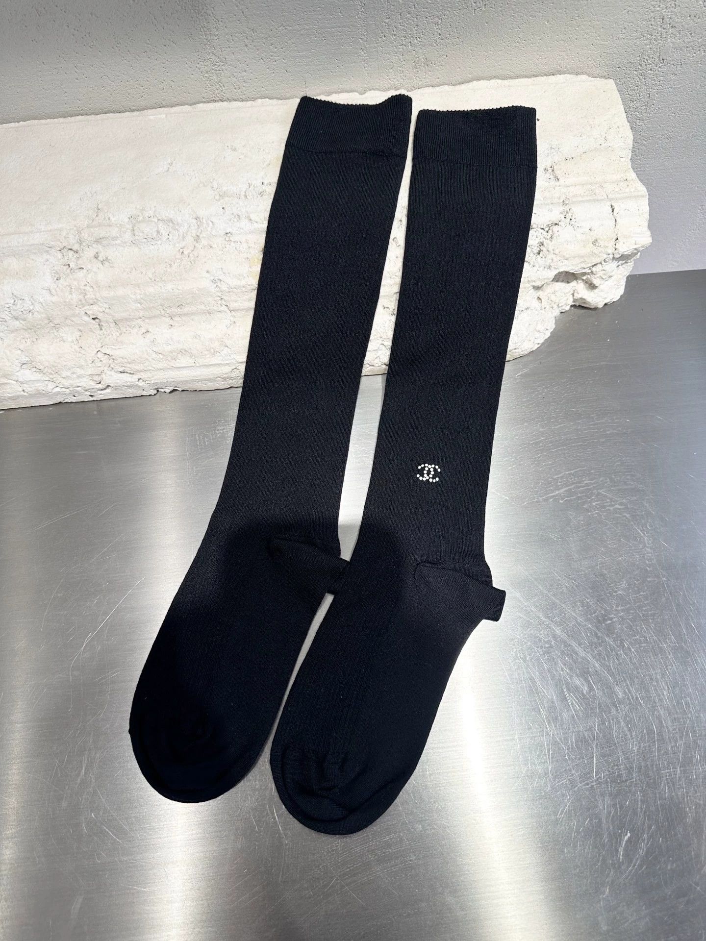 Chanel Chanel Black CC Mid-Calf Socks New Size ONE SIZE - 2 Thumbnail