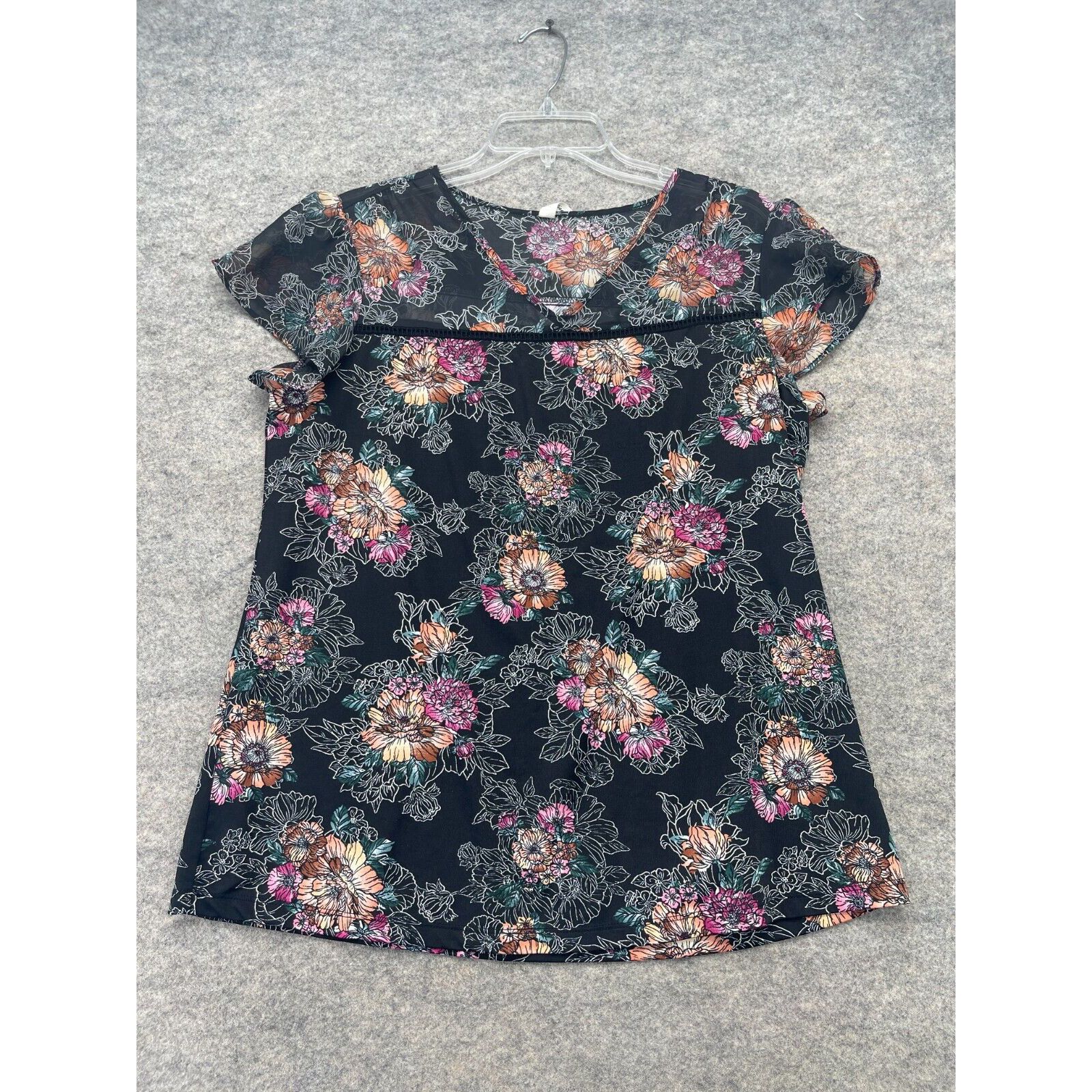 Pinko Perseption Concept Shirt Size Large L Black Flutter Floral