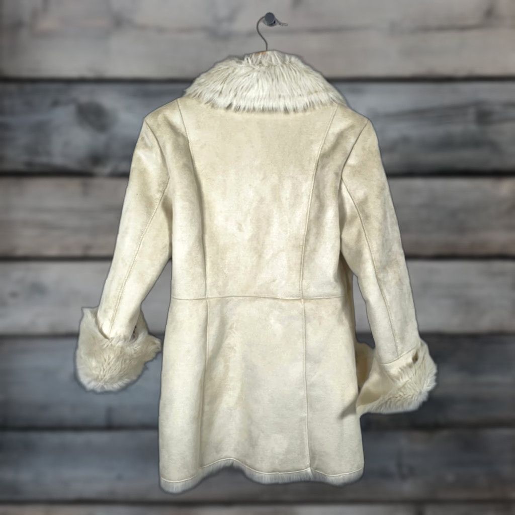 Vintage VINTAGE MixIt Penny Lane Style Coat Women's Medium Off-White Faux Fur Trim Retro Mod Size M / US 6-8 / IT 42-44 - 1 Thumbnail