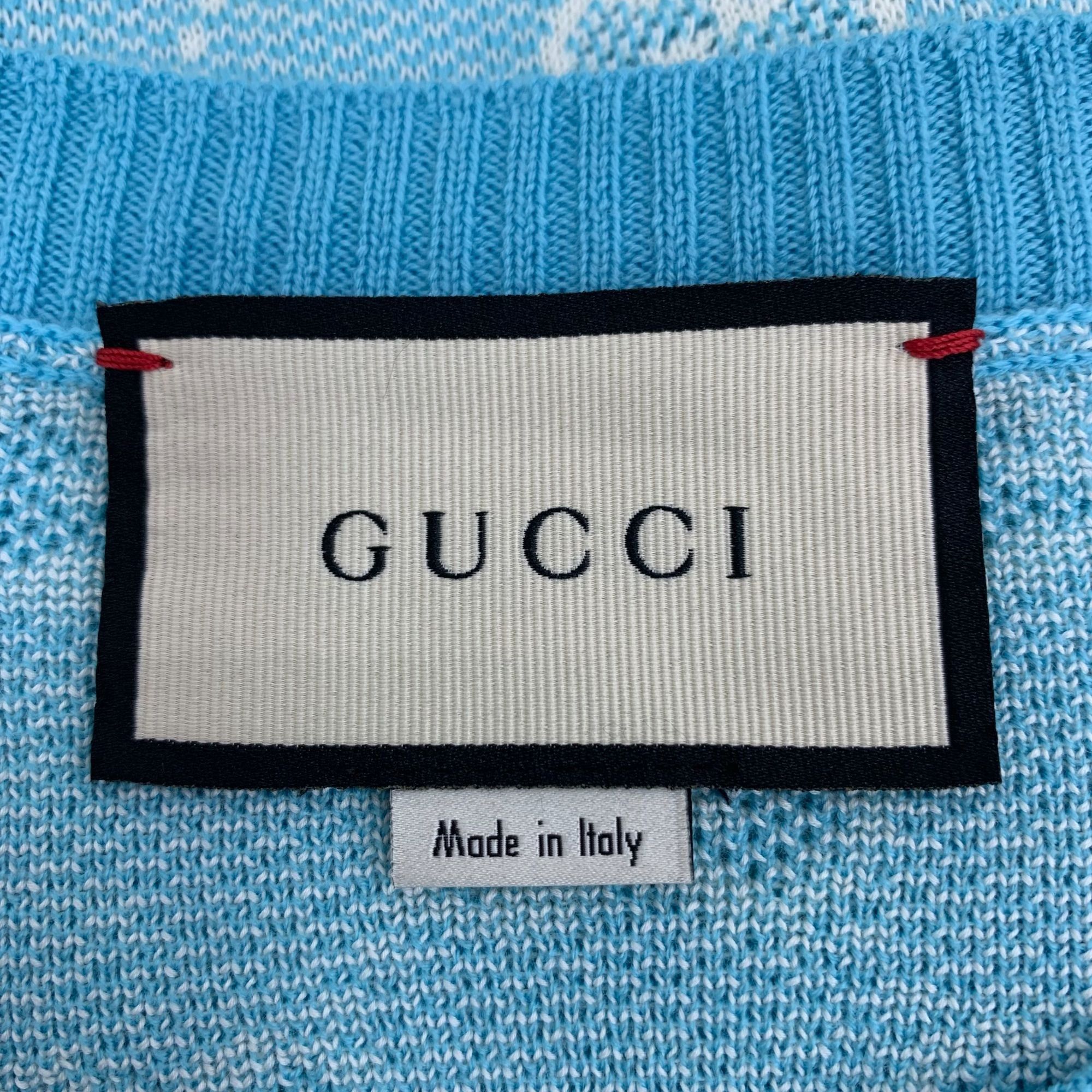 Gucci Gucci Light Blue Logo Jacquard Wool Round-Neck Long-Sleeved Size L / US 10 / IT 46 - 2 Thumbnail