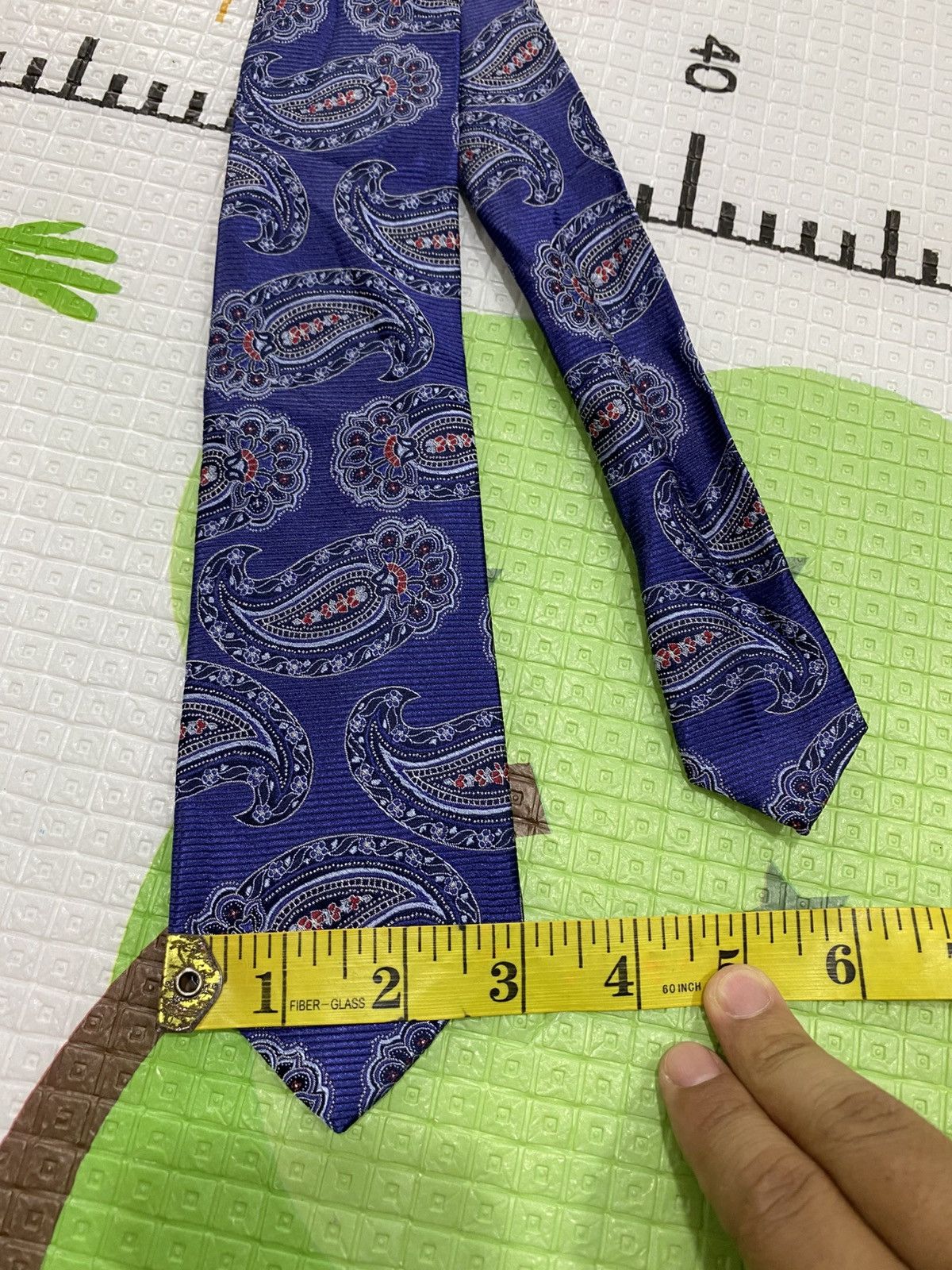 Japanese Brand Alara Paisley Pattern Wide Necktie Blue Purple Vintage Size ONE SIZE - 7 Thumbnail