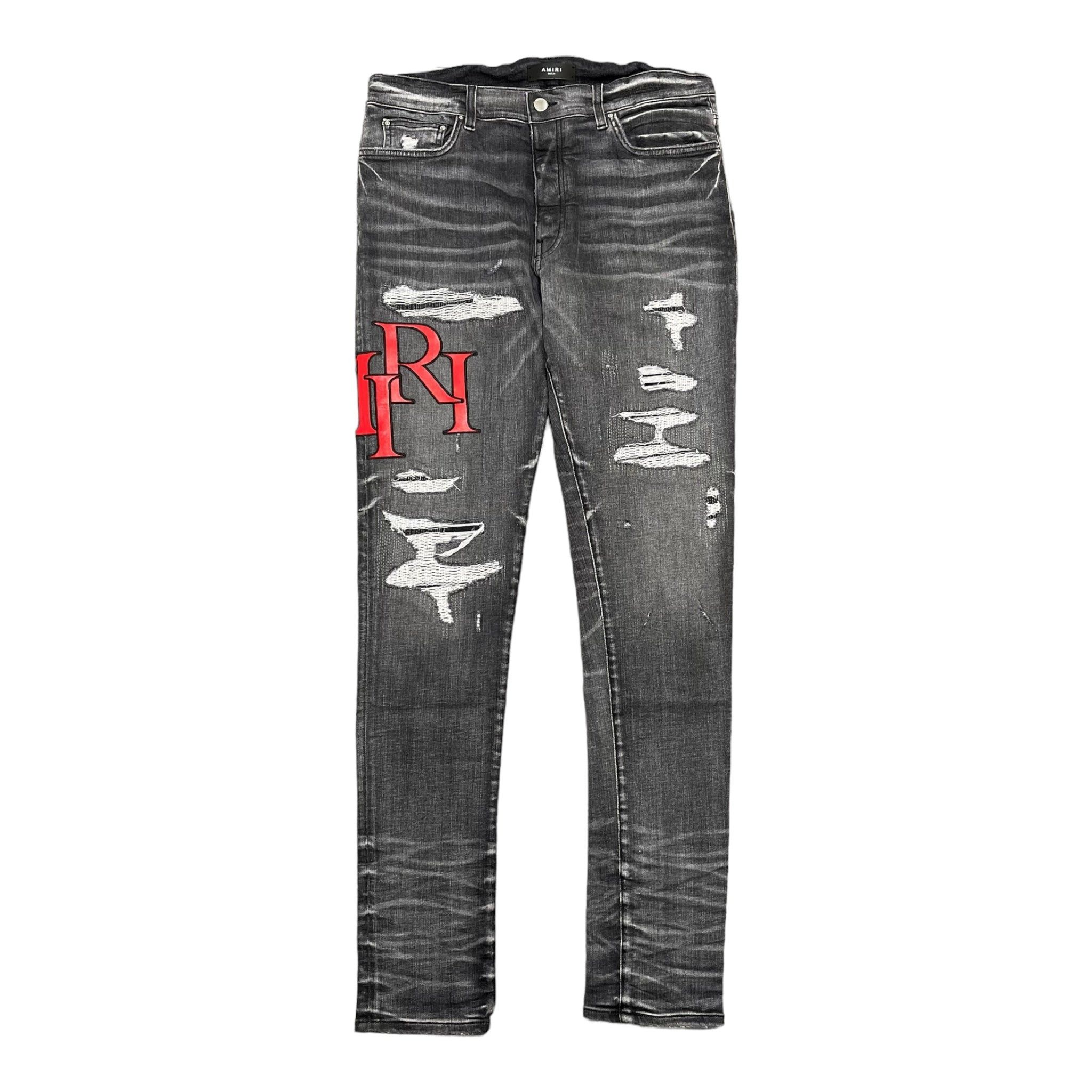 Amiri Amiri Staggered Logo Jeans Rain Grey | Grailed