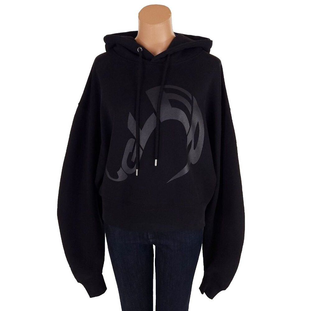 Mugler Mugler Logo Print Cropped Hoodie Size L Unisex Black Size L / US 10 / IT 46 - 3 Thumbnail