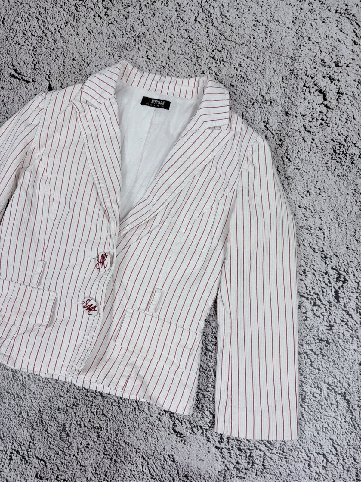 Morgan De Toi Vtg Morgan De Toi Pinstripe Blazer Y2K Office Siren Jacket Size S / US 4 / IT 40 - 3 Thumbnail