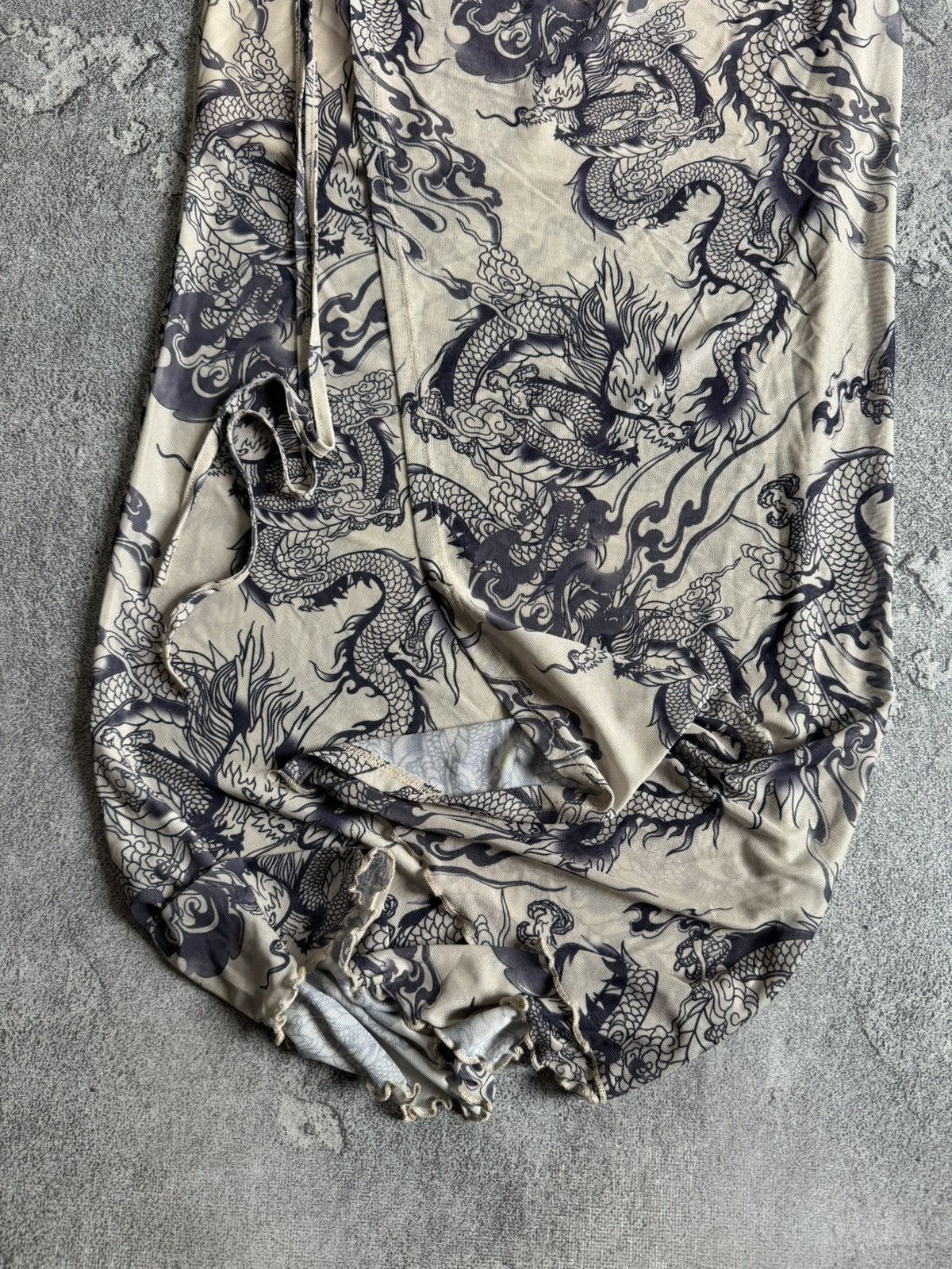 Japanese Brand Y2K Avantgarde long skirt all printed dragon 🐉 mesh Size 26" / US 2 / IT 38 - 2 Thumbnail