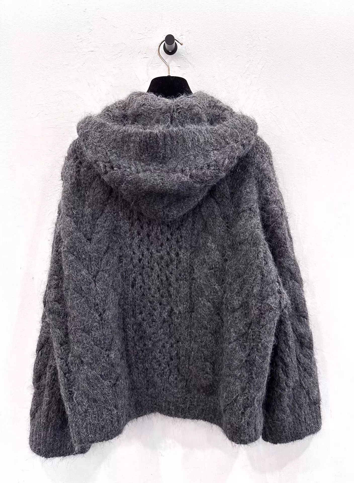 Brunello Cucinelli Brunello Cucinelli Women's Gray Alpaca Hooded Cable Knit Sweater S New Size S / US 4 / IT 40 - 3 Thumbnail