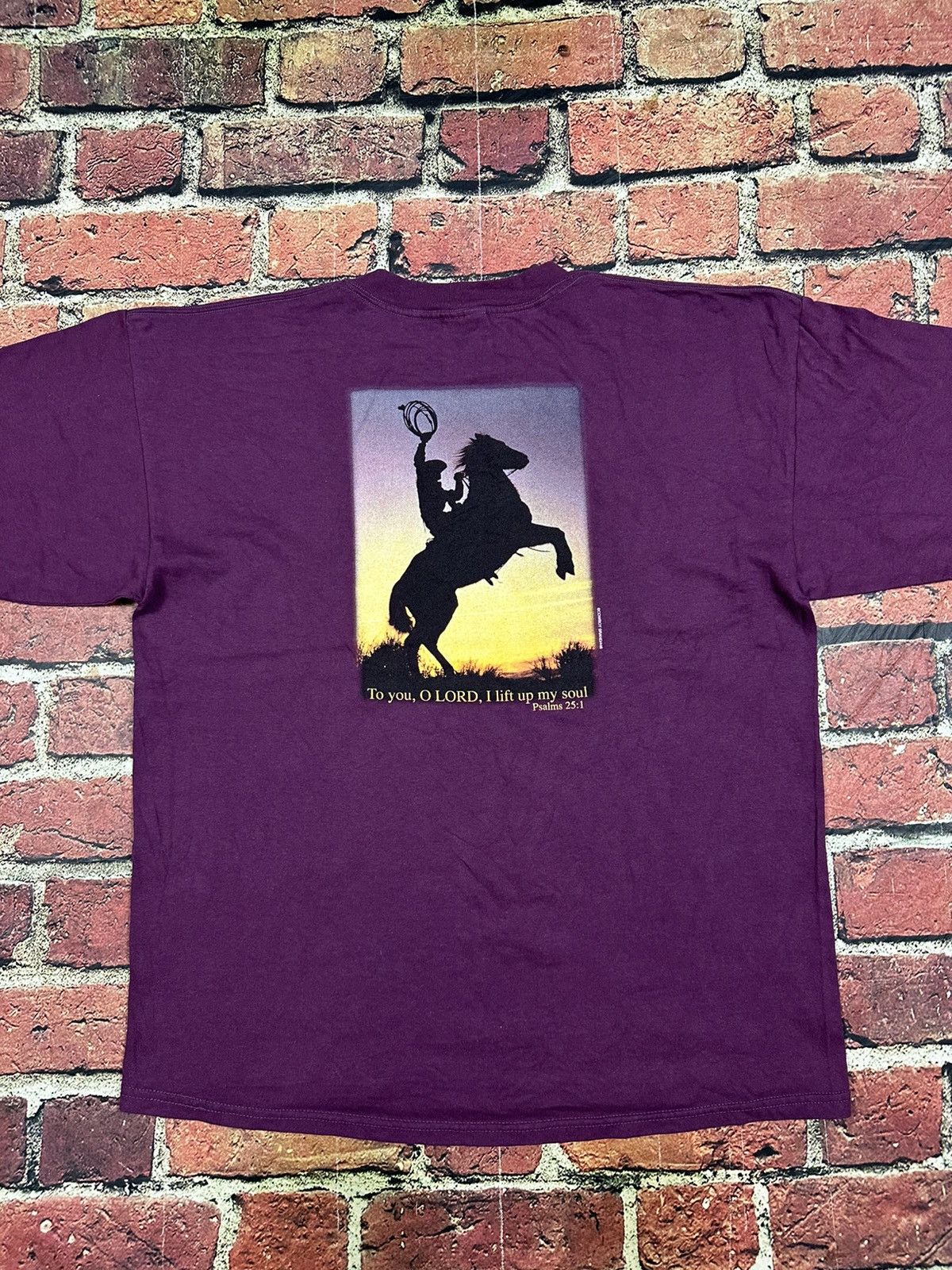 Gildan Vintage Cowboy Brand Jesus T Shirt 90s Rodeo Horse Psalms Size US XL / EU 56 / 4 - 6 Thumbnail