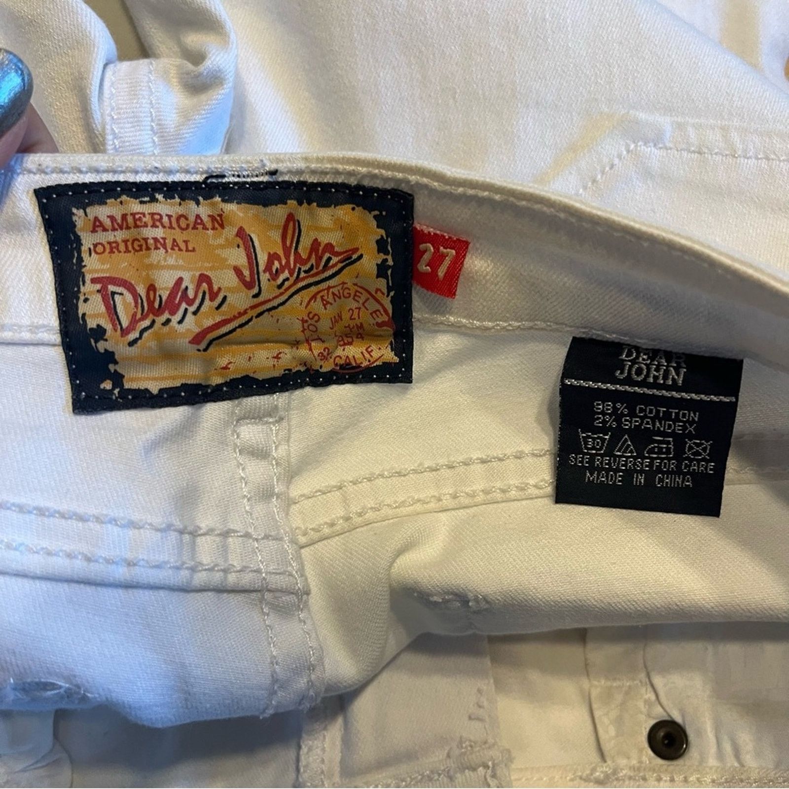 Other Dear John Women's Size 27 White Denim Jeans Regular Fit Size 27" / US 4 / IT 40 - 5 Thumbnail