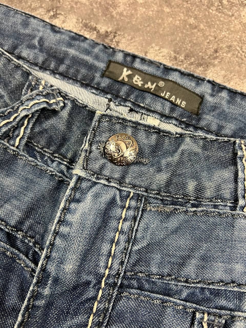 Vintage Kosmo Lupo Belted Denim Jeans Rare Big Logo Y2K Avant Garde Size US 31 - 4 Thumbnail