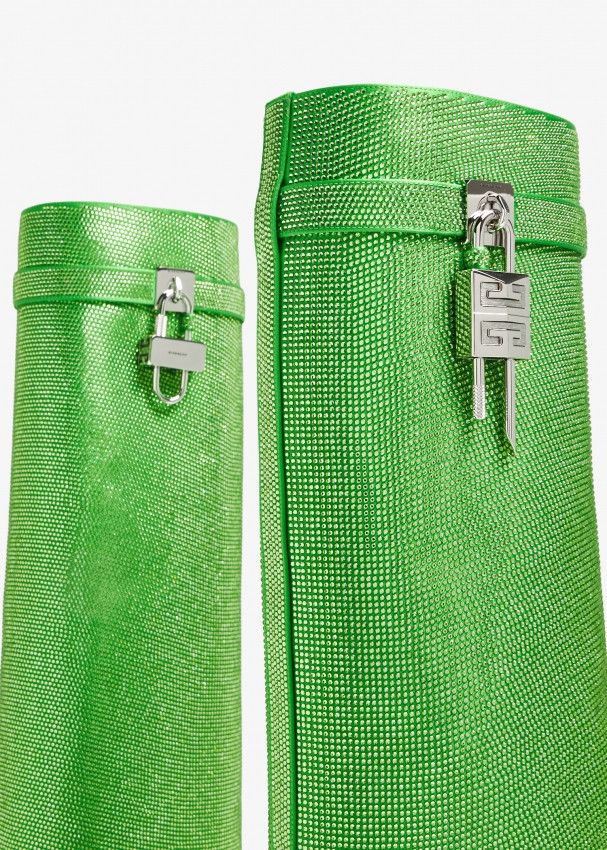 Givenchy o1srvl11e1224 Shark Lock Boots In Satin Strass in Green Size US 6.5 / IT 36.5 - 3 Thumbnail