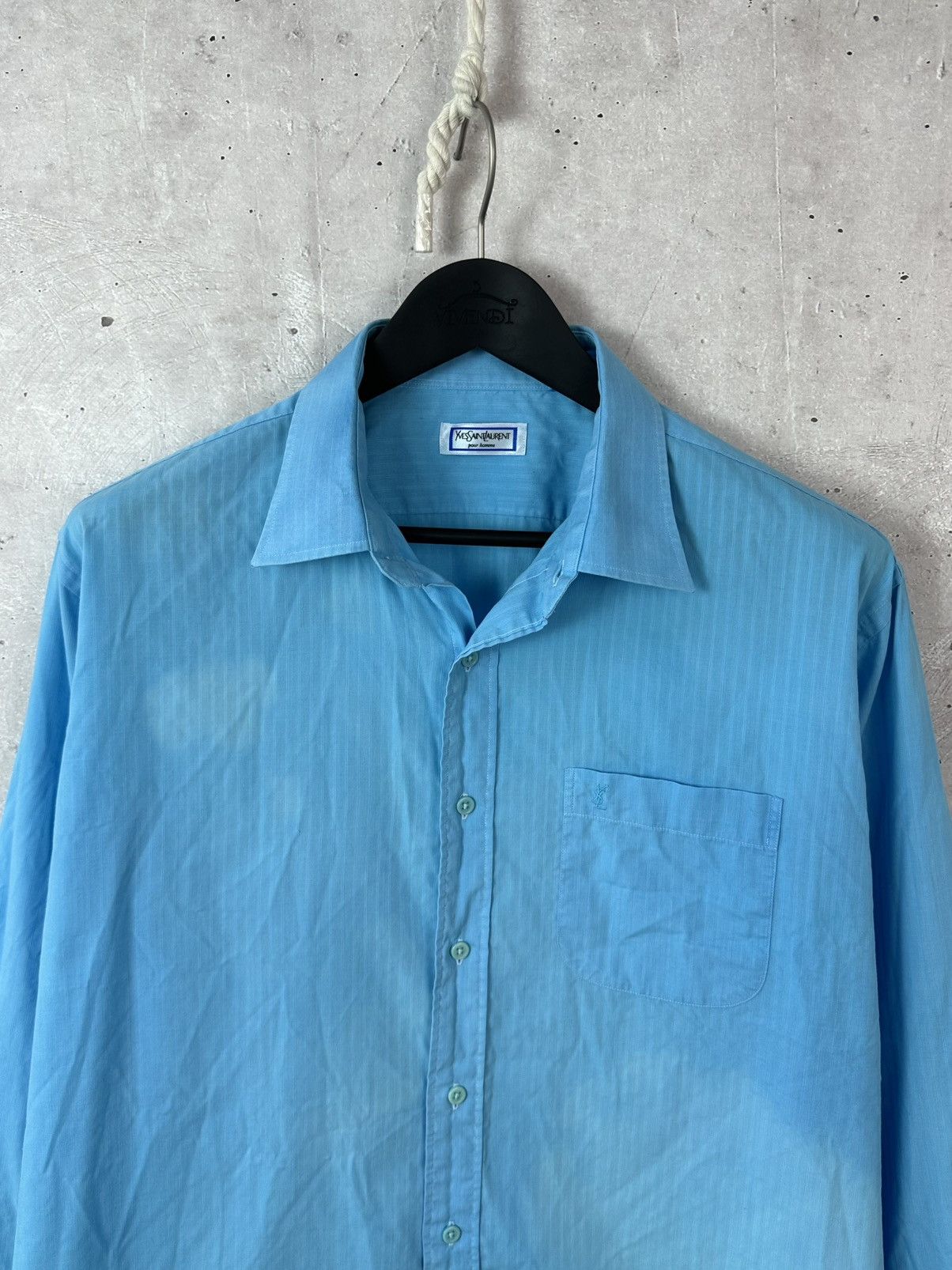 Yves Saint Laurent Vintage YvesSaintLaurent Blue Cotton Logo Long Sleeve Shirt Size US XXL / EU 58 / 5 - 2 Thumbnail