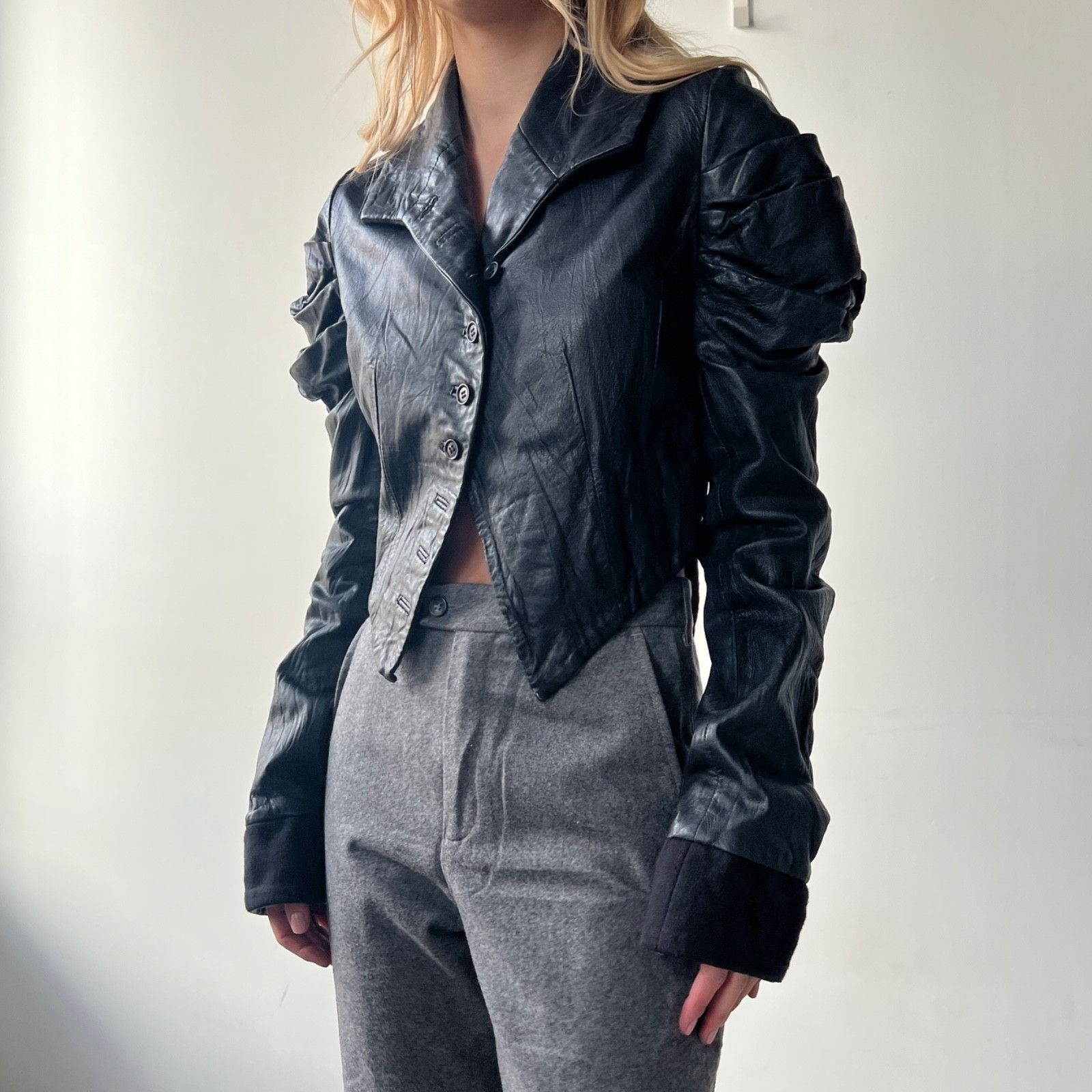 If Six Was Nine Religion Leather Jacket Y2K Gothic Biker 9941AC Size XS / US 0-2 / IT 36-38 - 1 Thumbnail