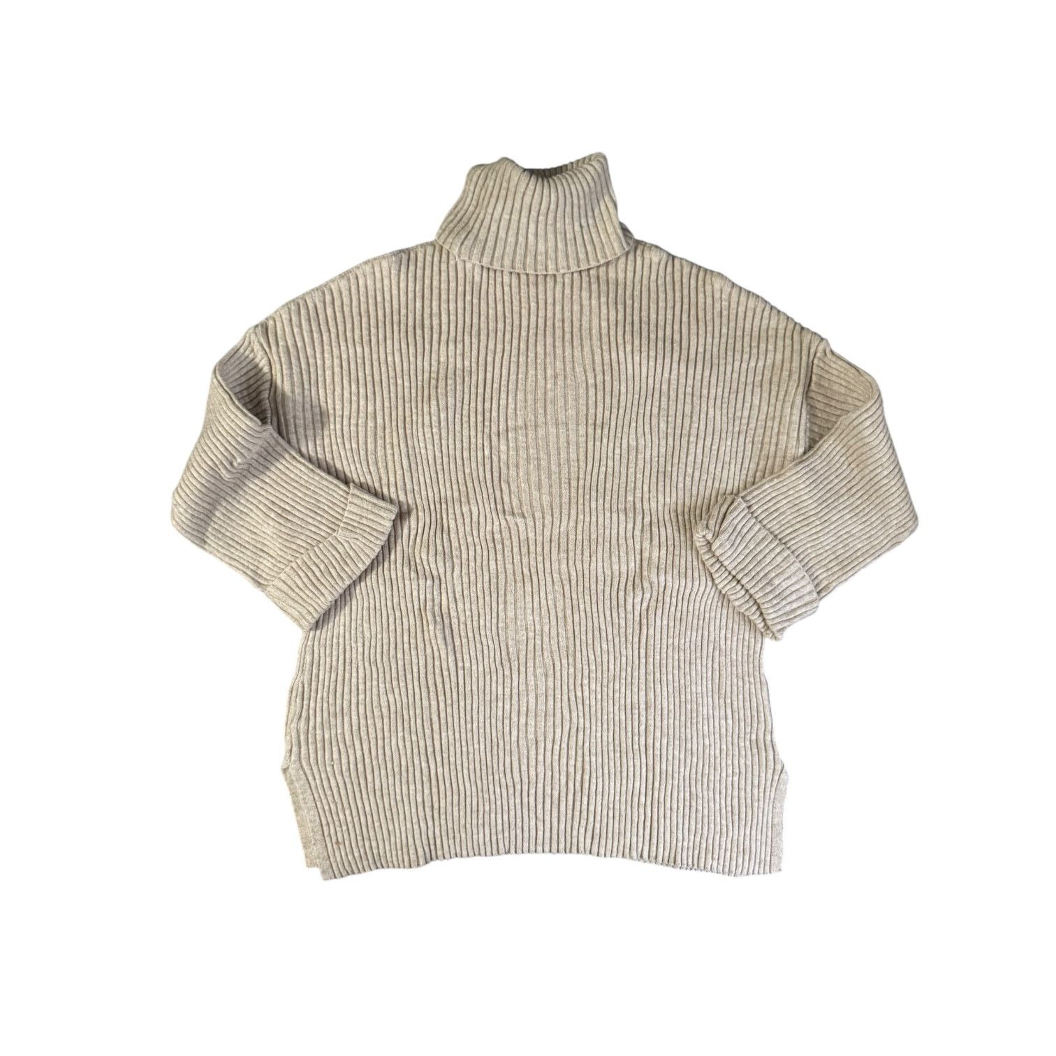 Pull & Bear Pull & Bear Women’s Beige Ribbed Turtleneck Sweater – Small Size S / US 4 / IT 40 - 1 Thumbnail