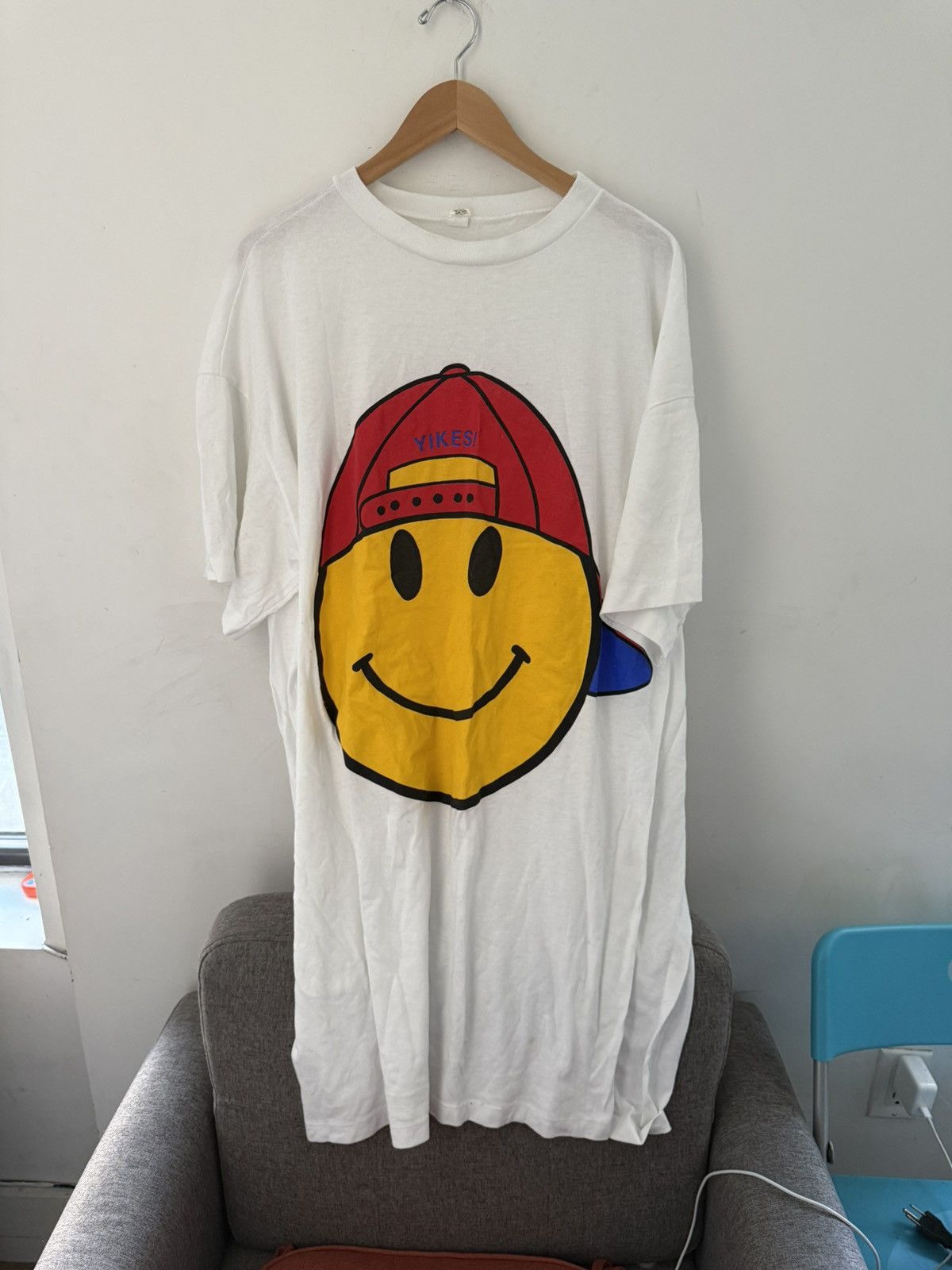 Vintage Oversized white smiley t shirt Size US XXL / EU 58 / 5 - 1 Thumbnail