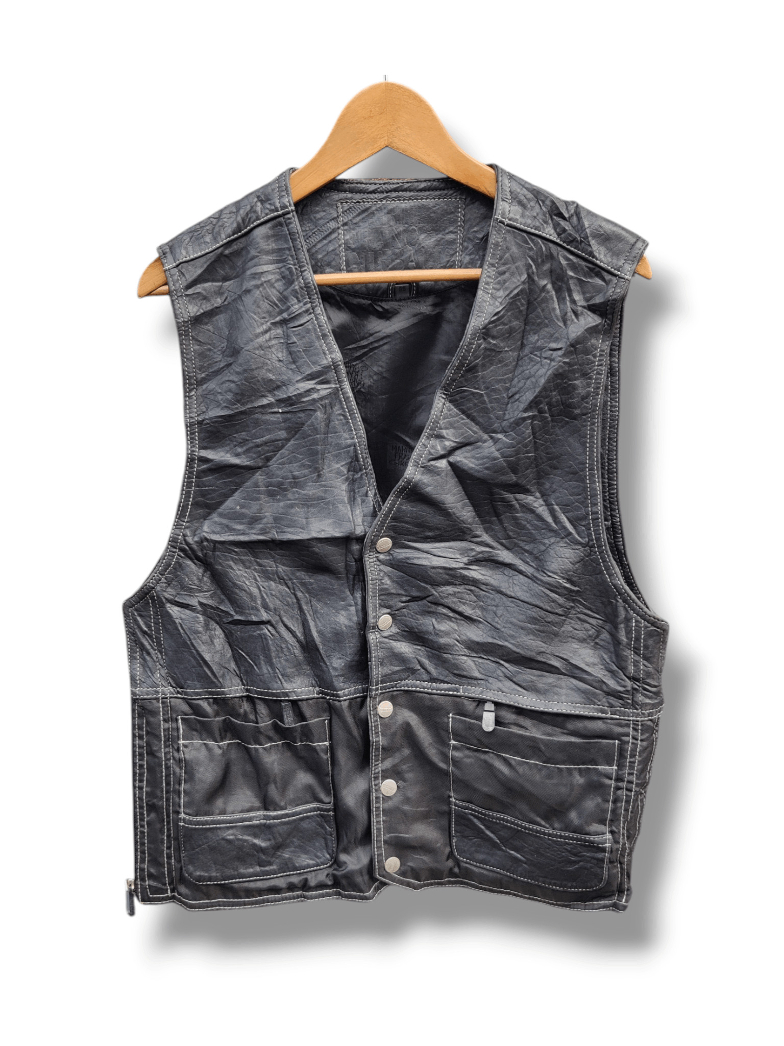 Marithe + Francois Girbaud Vintage Marithe Francois Girboud Half Leather Motorbike Vest Size US M / EU 48-50 / 2 - 1 Thumbnail