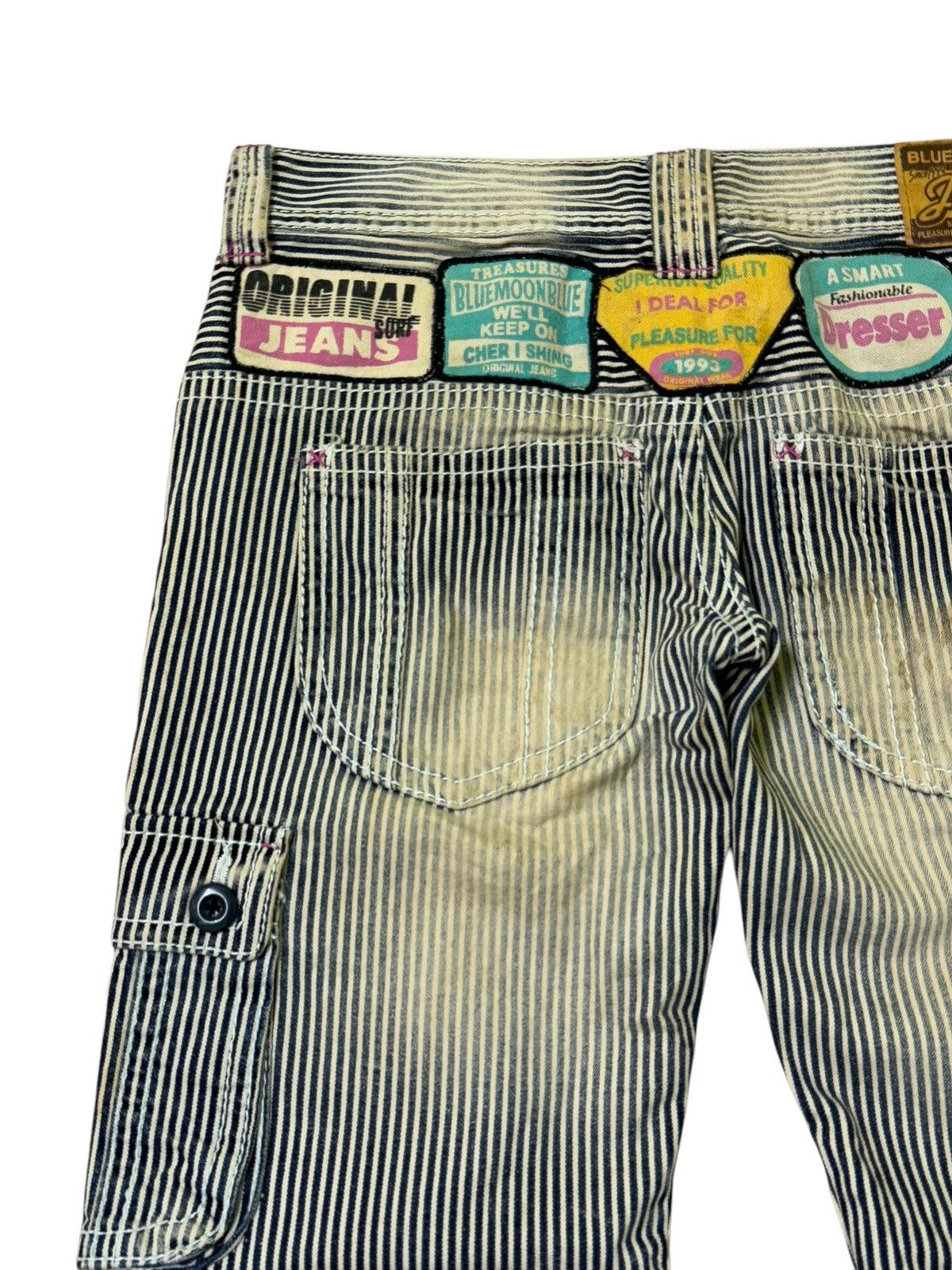 Japanese Brand HICKORY BLUE MOON BLUE CARGO ACID WASHED DISTRESSED JEANS Size US 32 / EU 48 - 11 Thumbnail