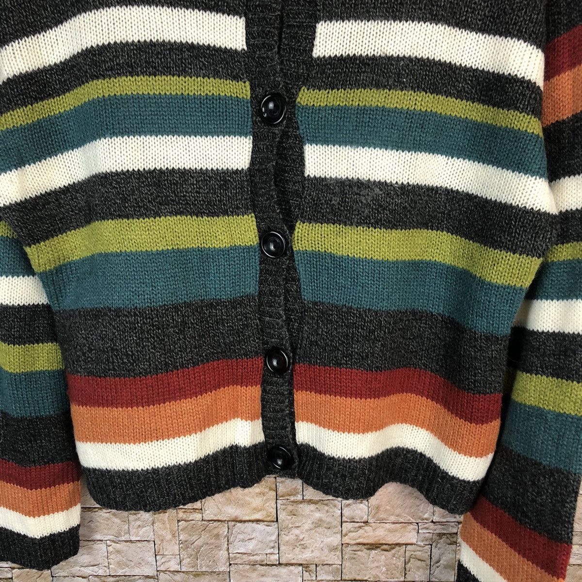 Japanese Brand CONSTABULL Multicolor stripe Hoodie Knitwear #A469 Size M / US 6-8 / IT 42-44 - 6 Thumbnail