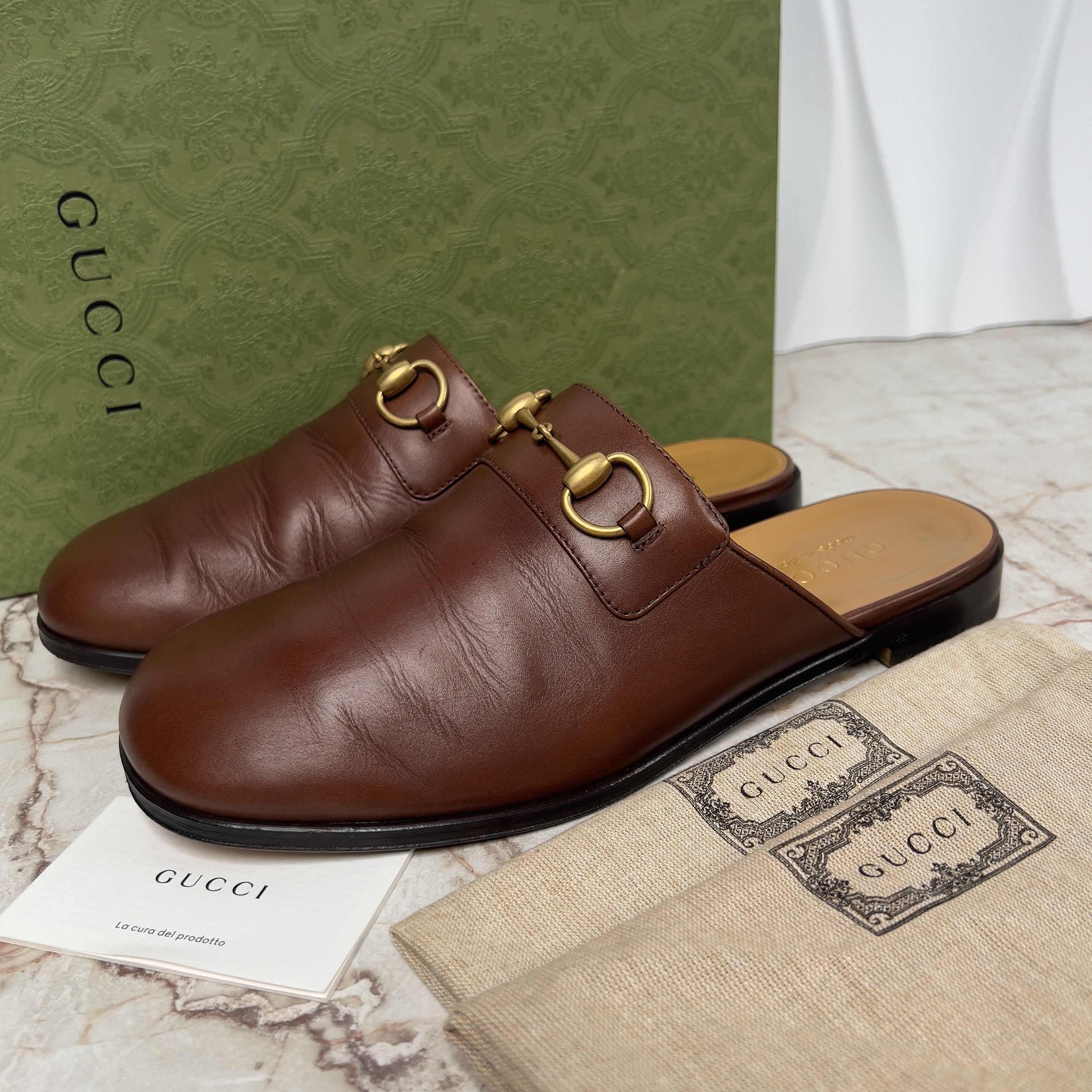 GUCCI｜MULES (749908 KHN80 9769) Gucci GUCCI MULE SLIDES MONOGRAM LOGO LEATHER GG 749908
