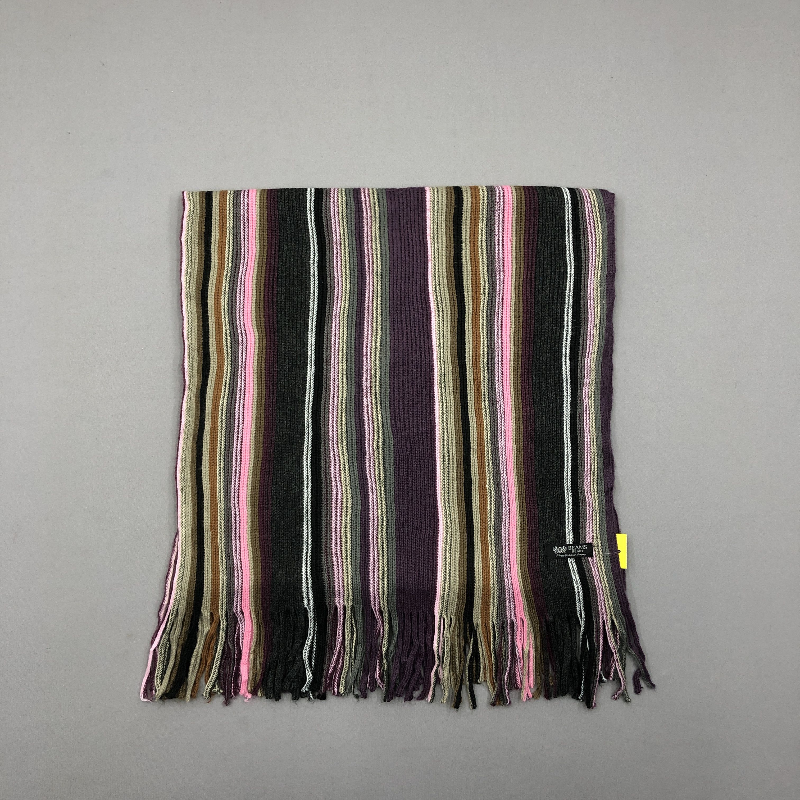 Beams Plus Vintage Beams Scarf Ribbed Knit Wool Winter Fringe Scarves Size ONE SIZE - 2 Thumbnail