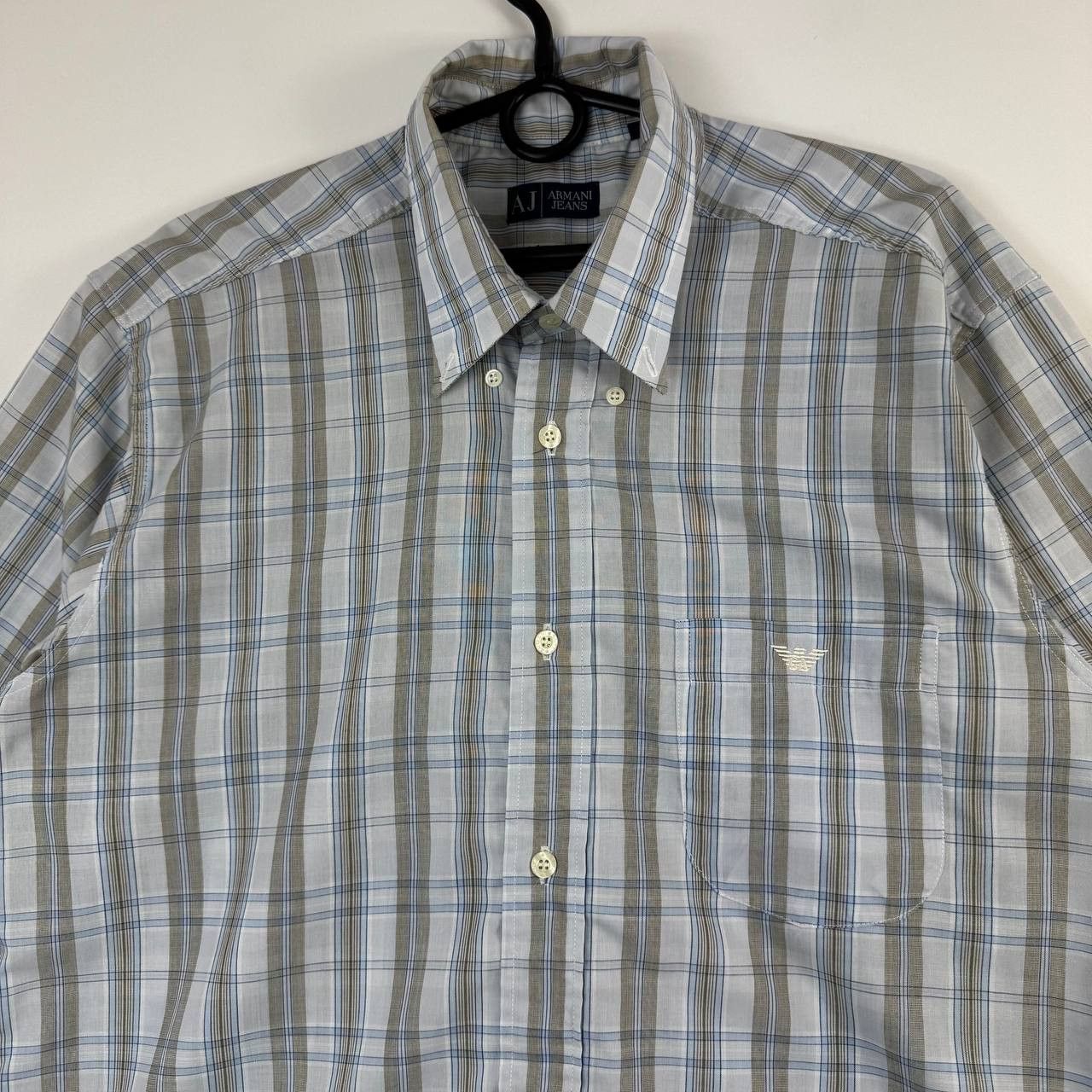 Armani AJ Armani Jeans Short Sleeve Plaid Shirt Beige Check Size L Size US L / EU 52-54 / 3 - 2 Thumbnail