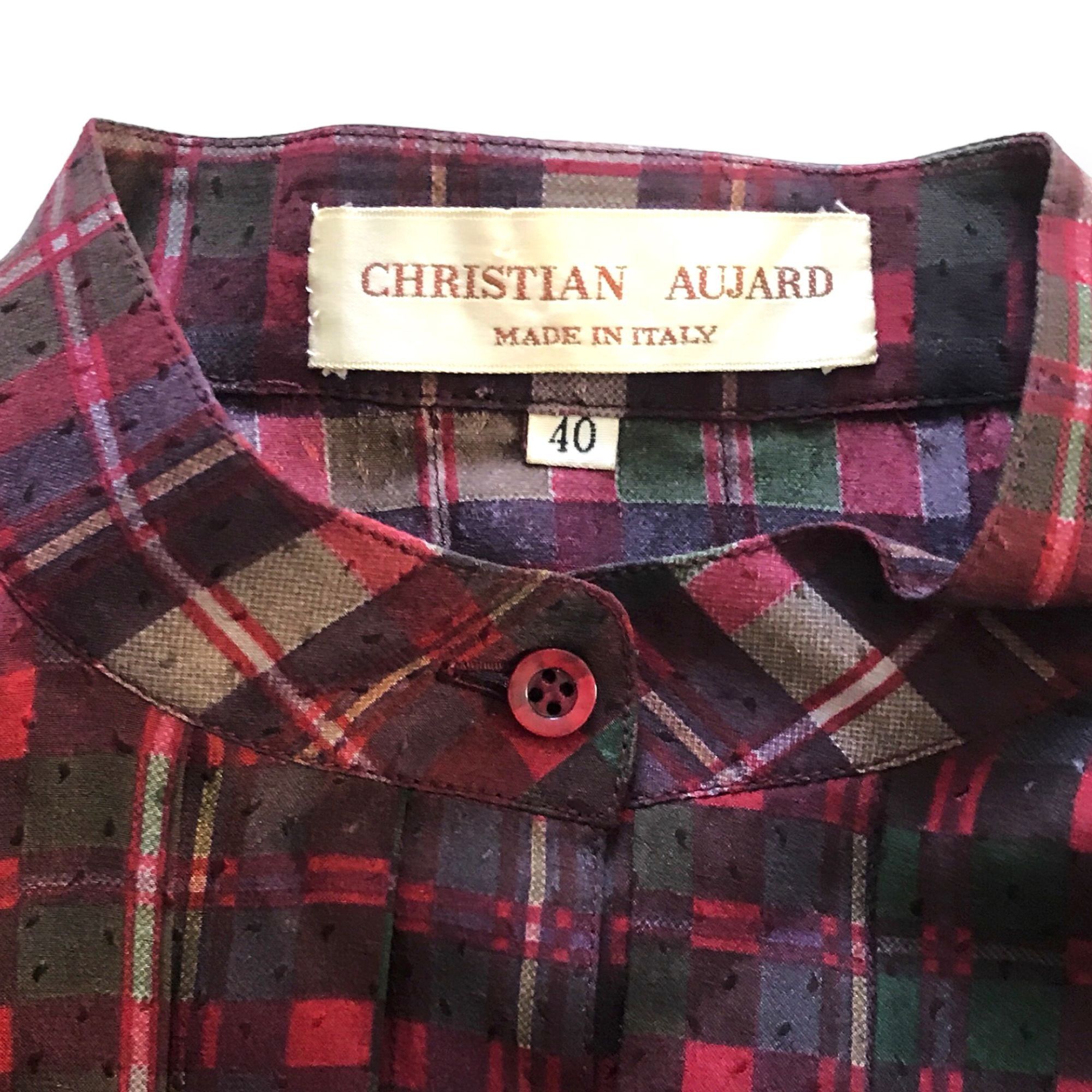 Other 1980s Christian Aujard Plaid Silk Midi Dress Made in Italy Size S / US 4 / IT 40 - 4 Thumbnail