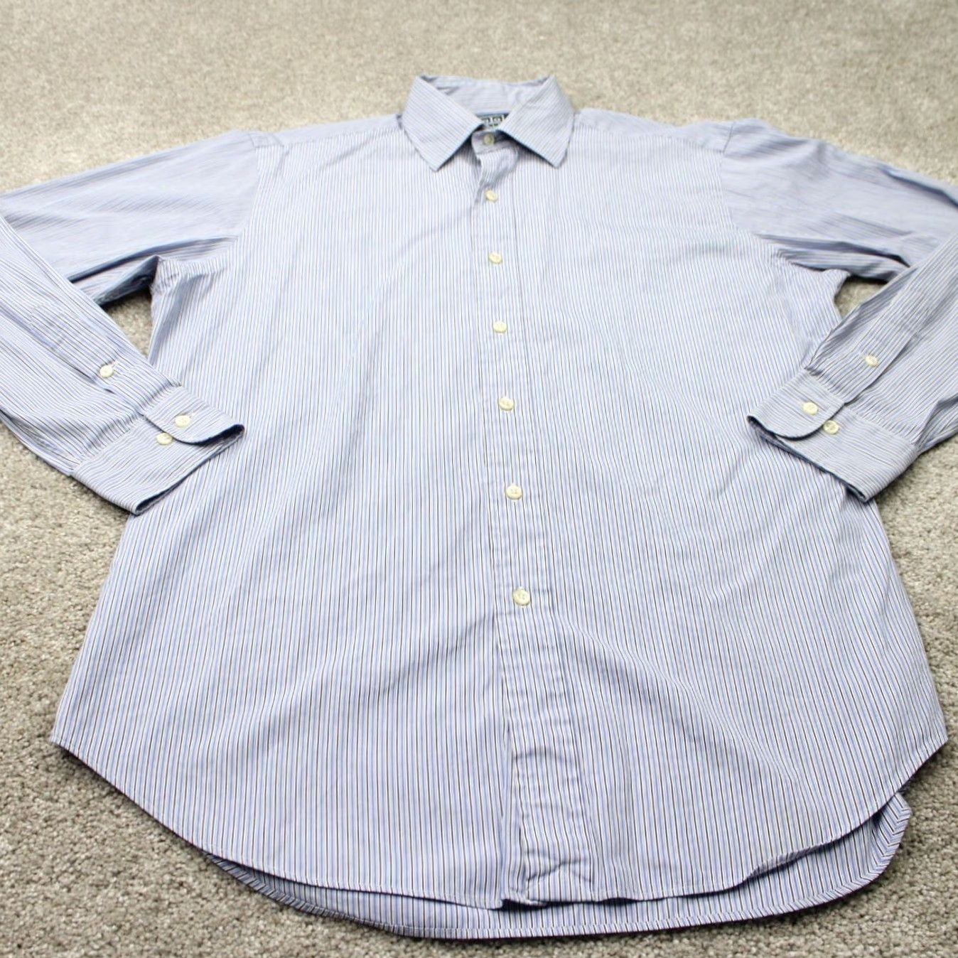 Polo Ralph Lauren Polo Ralph Lauren Dress Shirt Mens 15 1/2 34/35 Blue Curham Cotton L/S Button-Down Shirt Size 42R - 3 Thumbnail