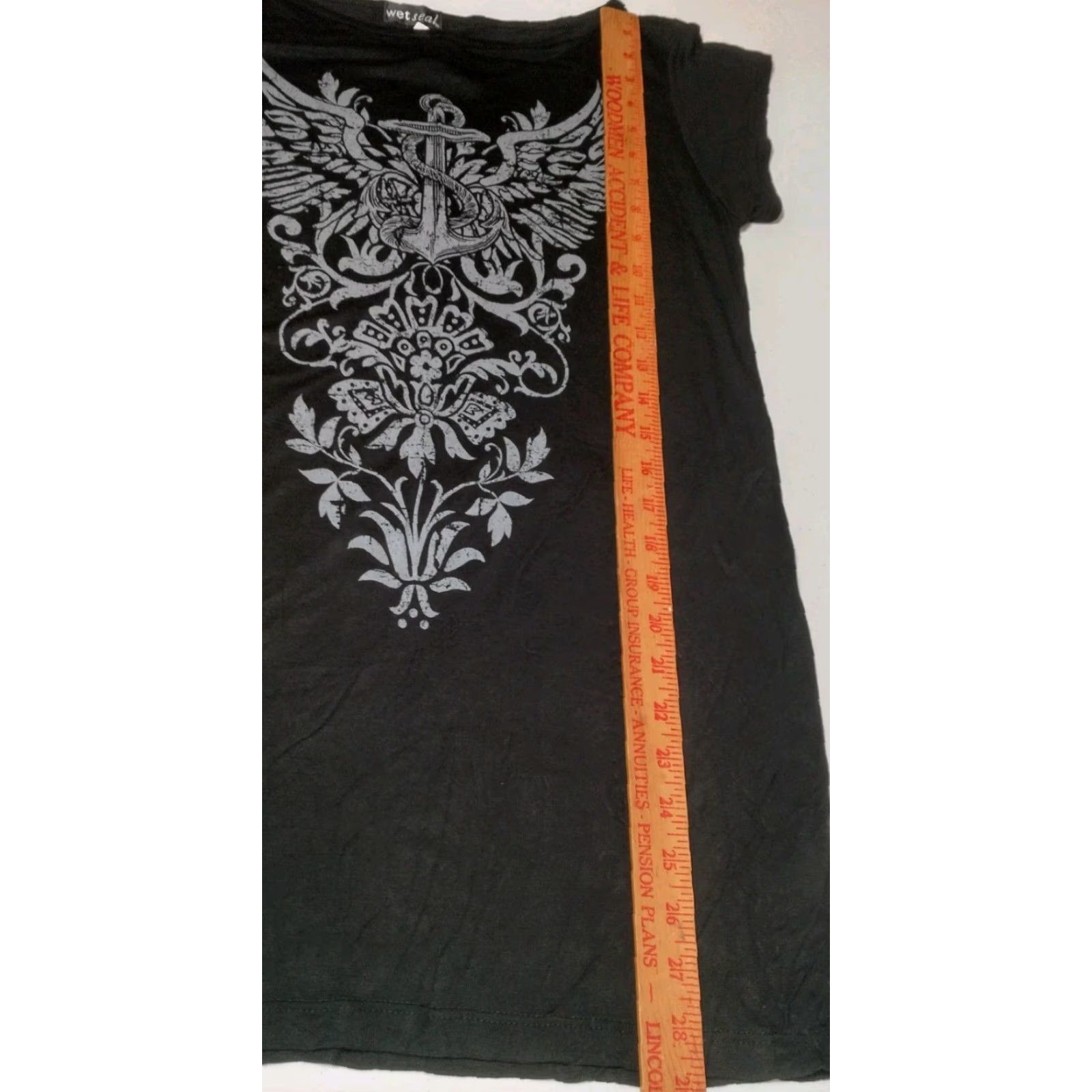 Vintage VINTAGE Wet Seal Juniors XL T-Shirt Women Graphic Anchor Flower Angel Wings Short Sleeve Black Size XL / US 12-14 / IT 48-50 - 4 Thumbnail