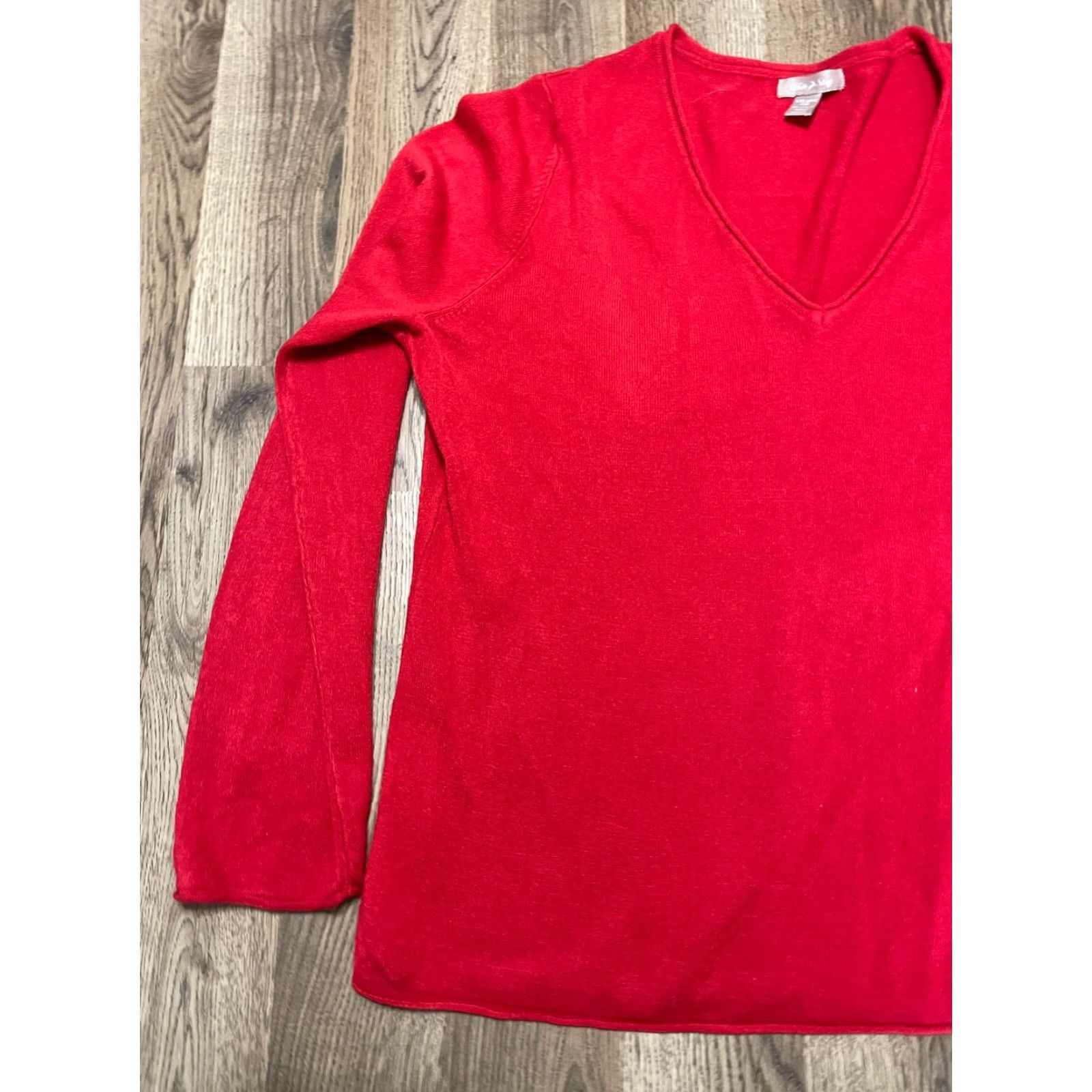 Vintage White Stag Shirt Women's XXL Red Long Sleeve V-Neck T-Shirt Pullover Casual Modern Basic 2XL Regular Womens Size XXL / US 16-18 / IT 52-54 - 3 Thumbnail
