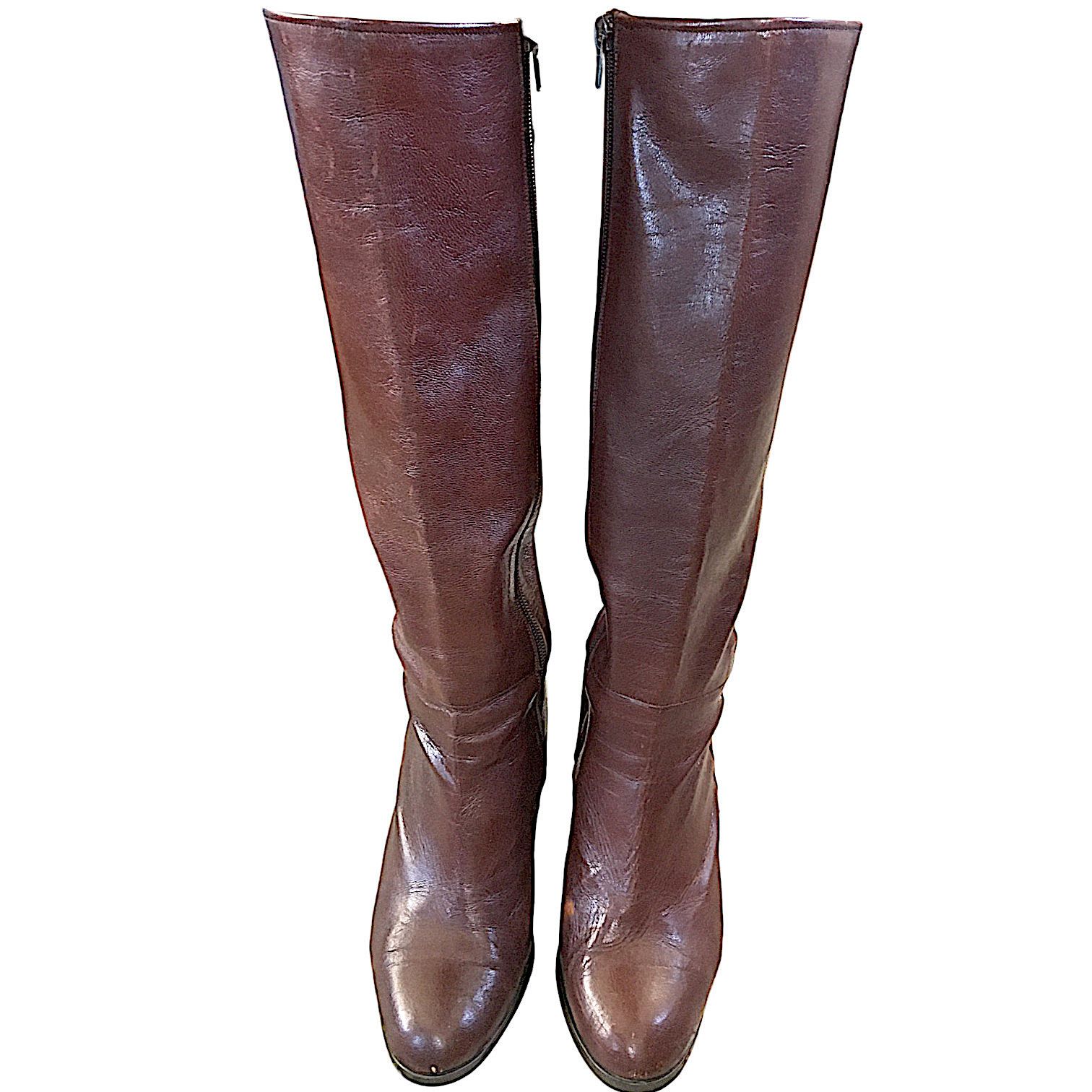 Vintage Brown Leather Cavalry Boots – Vintage 1970s Retro Size US 6 / IT 36 - 4 Thumbnail