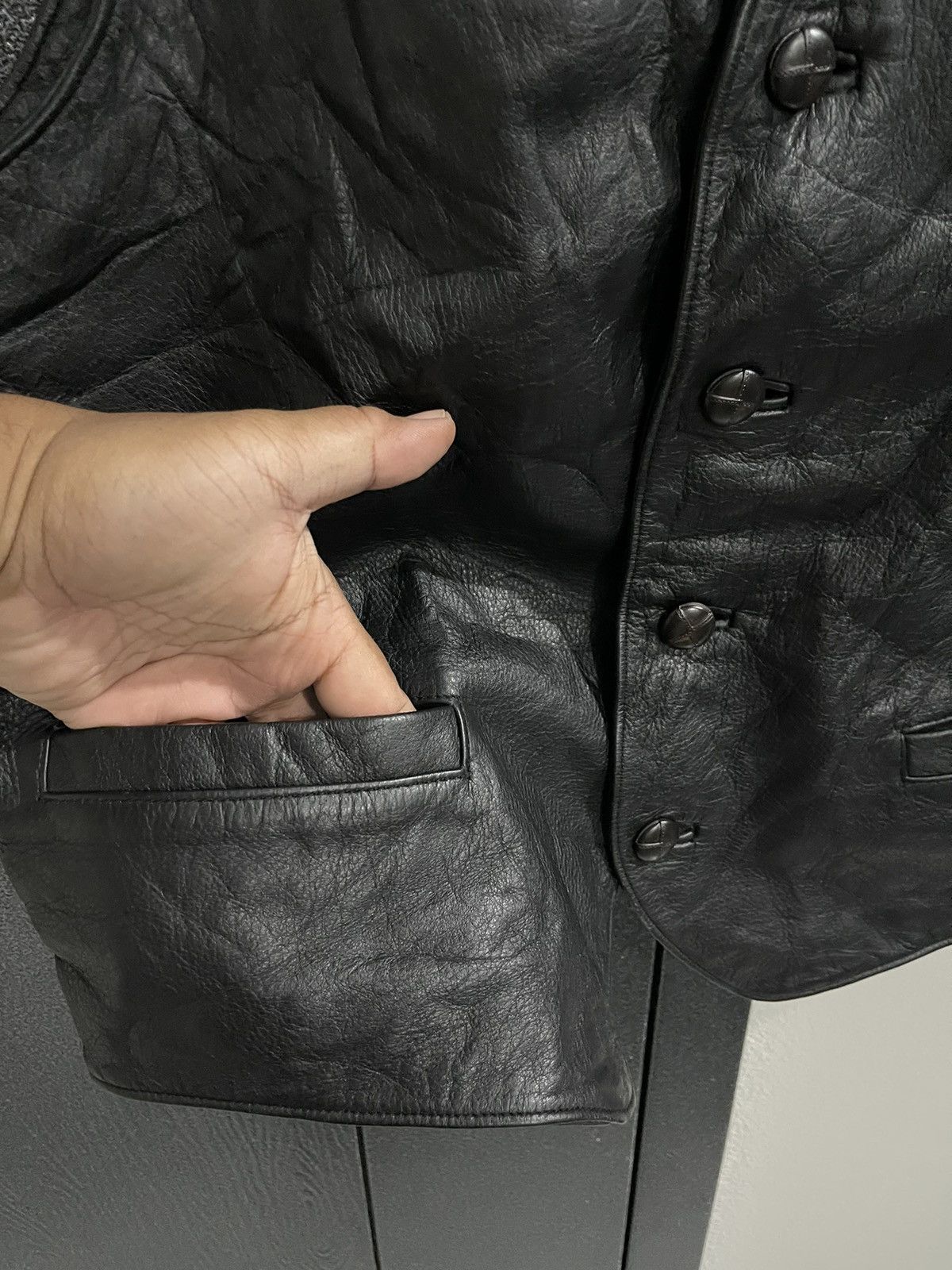 Leather × Vintage Vintage Seahop Pour Homme Cow Leather Vest Size US L / EU 52-54 / 3 - 5 Thumbnail