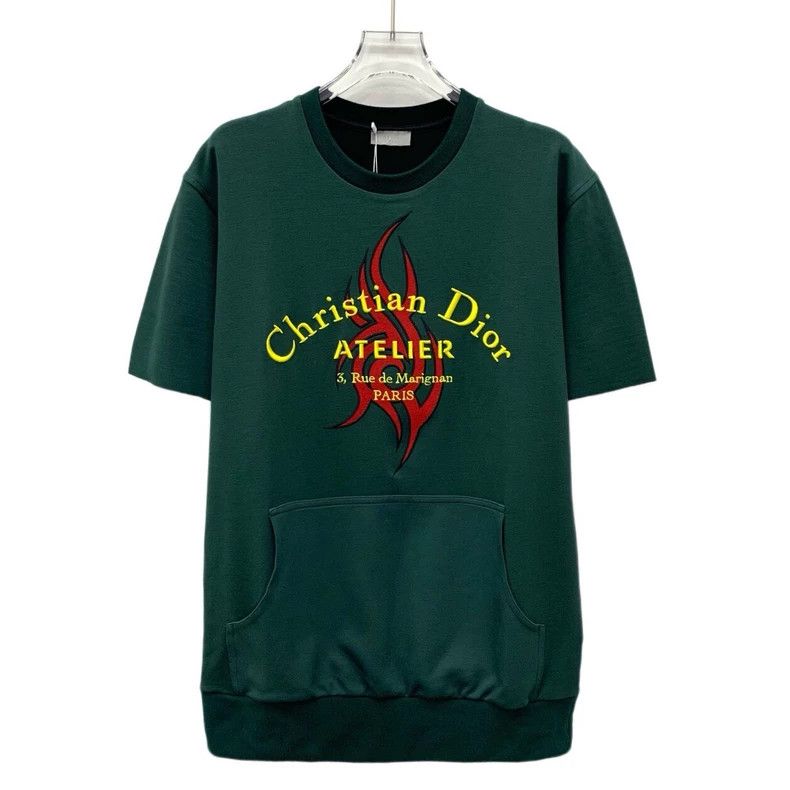 Dior Dior Dark green logo letter flame embroidery round-neck sh Size US L / EU 52-54 / 3 - 1 Thumbnail