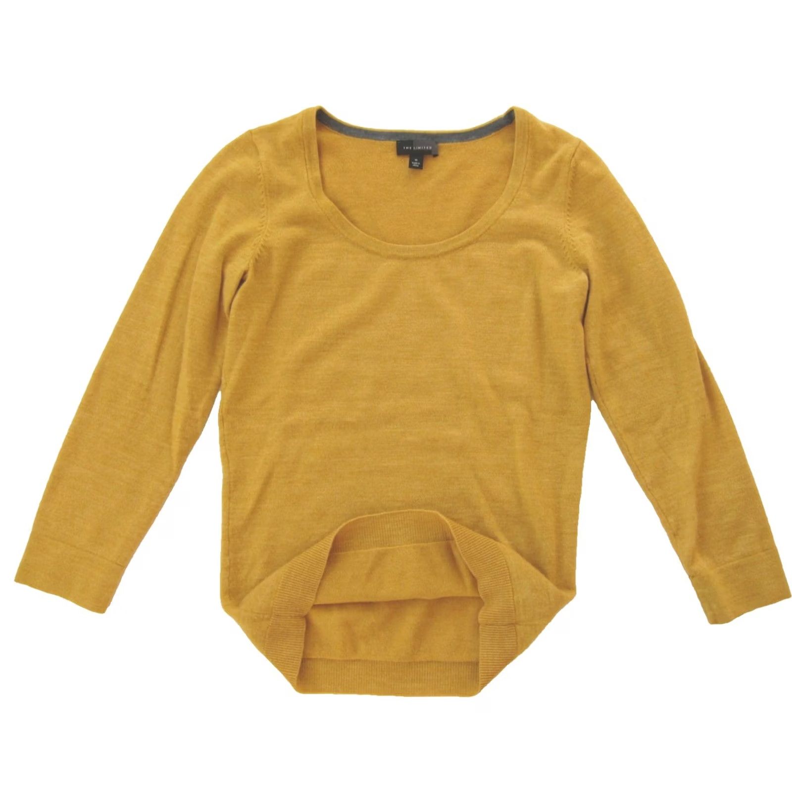Vintage The Limited Wool Blend Stretch Mustard Yellow 3/4 Sleeve Scoop Neck Sweater S Size S / US 4 / IT 40 - 3 Thumbnail