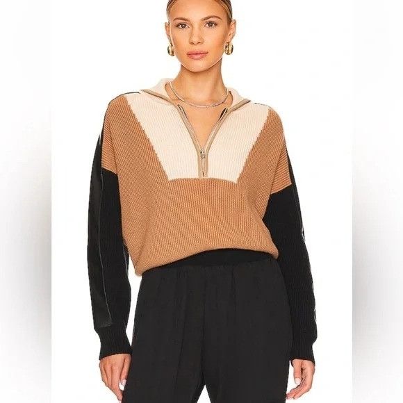 Central Park West Central Park West Colorblock Ribbed Half-Zip Sweater Size S / US 4 / IT 40 - 4 Thumbnail