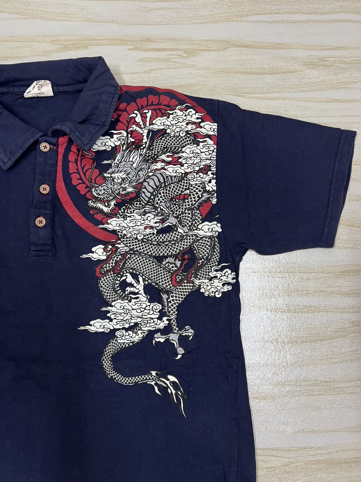 Other Dragon Red Circular Pattern Floral Motif Art Polo Shirt Size US M / EU 48-50 / 2 - 2 Thumbnail