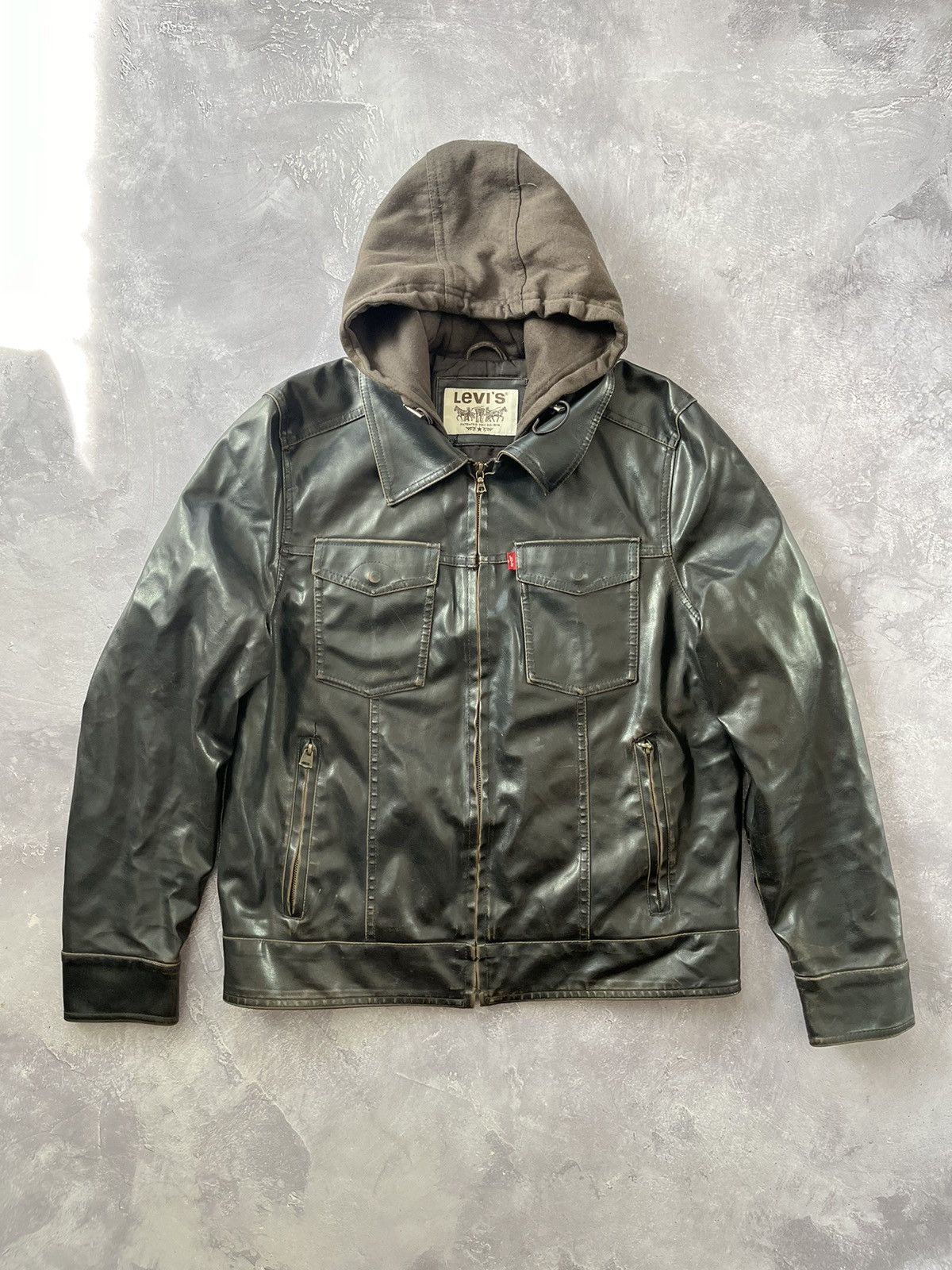 Levi's Vintage Clothing Vintage Levi's Leather Hooded Red Tab Jacket Polyvinyl SZ M Size US M / EU 48-50 / 2 - 1 Thumbnail