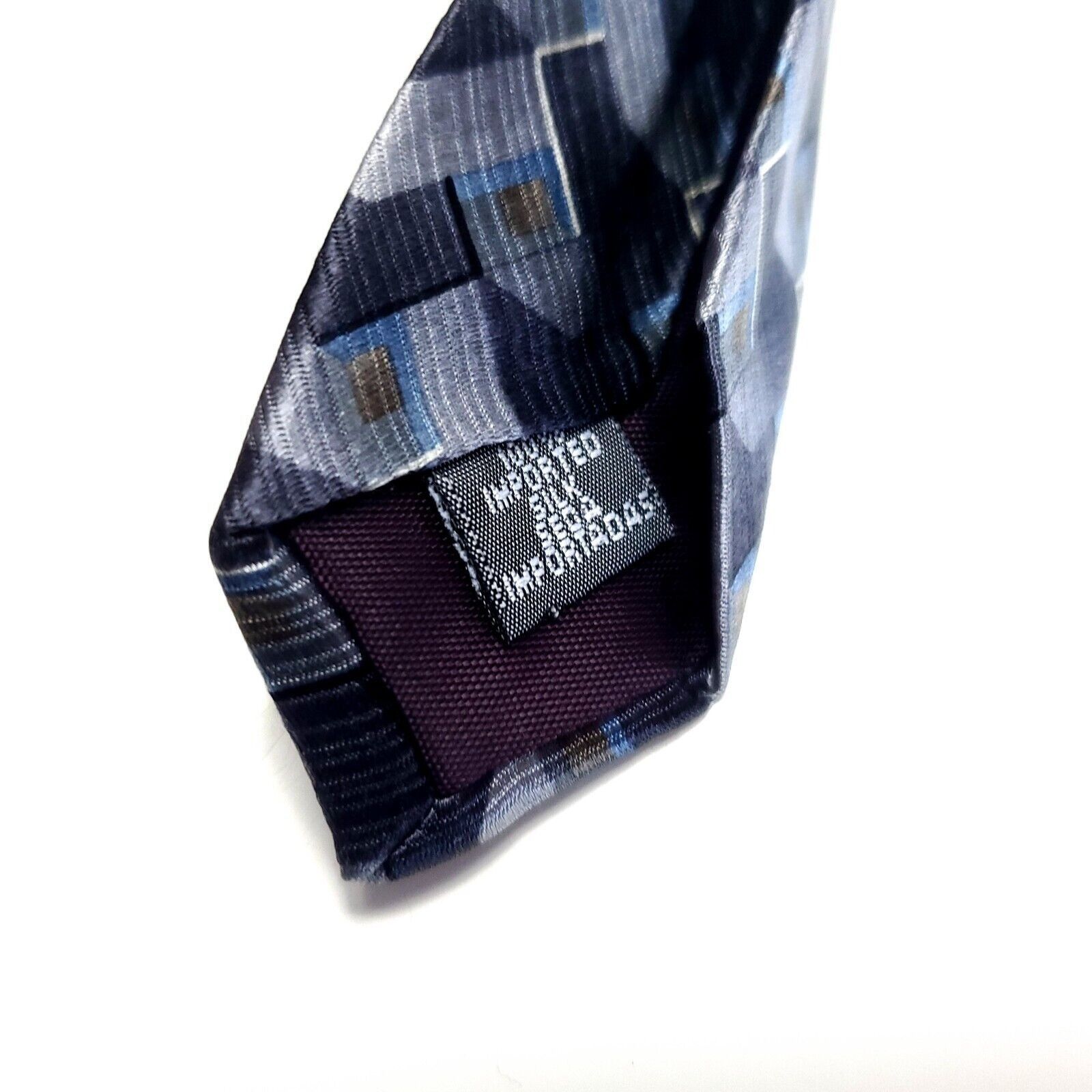 Arrow Arrow Gray Blue Metallic Geometric Print Short Wide Silk Tie Size ONE SIZE - 4 Thumbnail