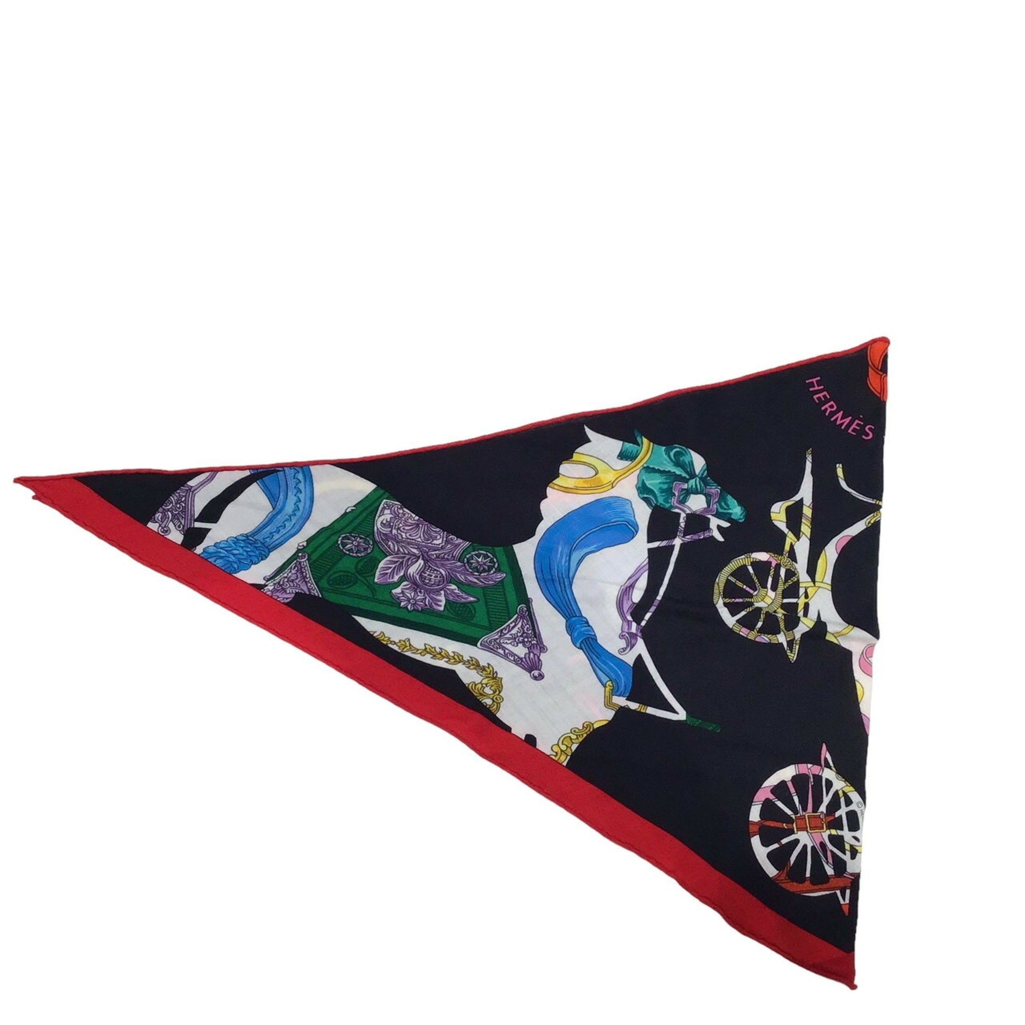 image of Hermes Triangle Scarf Rosange in Black, Women's