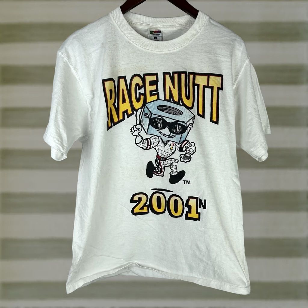 Fruit Of The Loom VTG Race Nutt Head Racing T-Shirt Large White AMF Engine Car Race Tee S/S Casual Tee Size US L / EU 52-54 / 3 - 1 Thumbnail