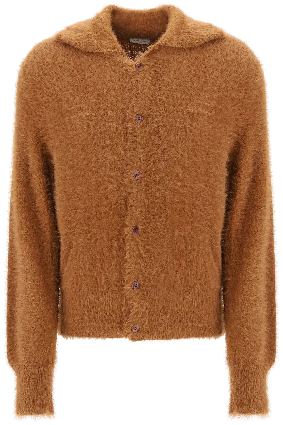 image of Dries Van Noten O1S22I1N0224 Merdan Fluffy Cardigan In Brown, Men's (Size Medium)