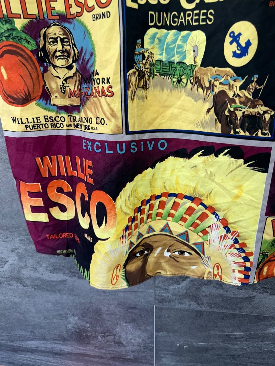 Vintage Willie Esco Shirt Men Yellow Brown Cowboys Indians AOP Size US M / EU 48-50 / 2 - 14 Thumbnail