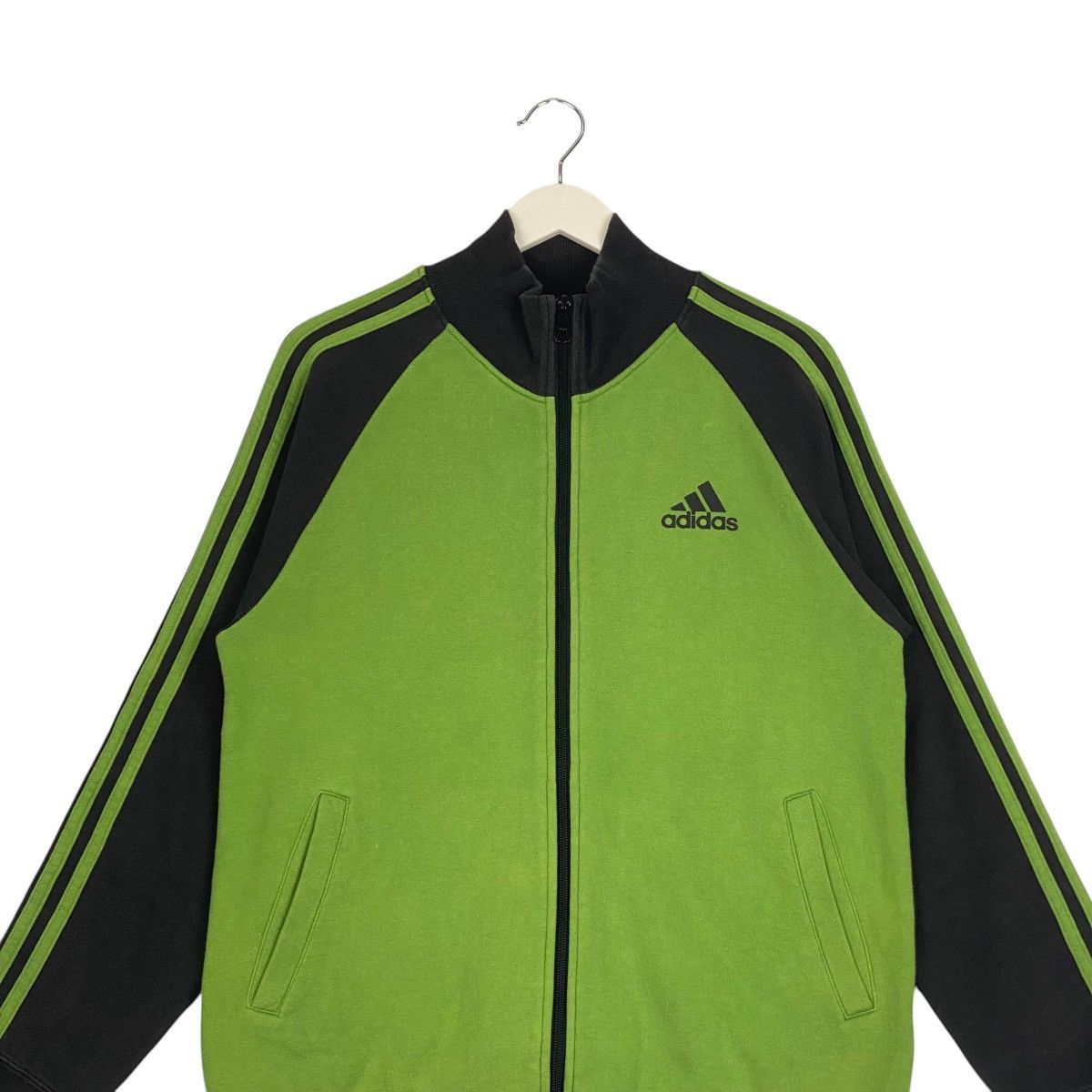 Adidas × Vintage Vintage Adidas Full Zip Hoodie Sweater Green/Black Size US L / EU 52-54 / 3 - 4 Thumbnail
