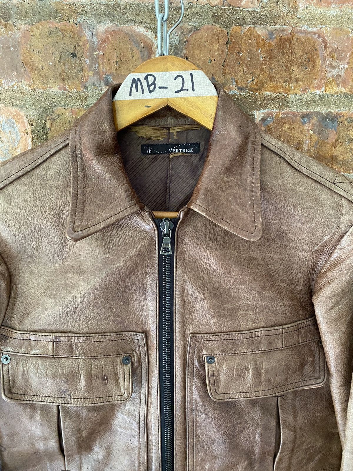 14th Addiction 2000s Vertrex Leather patina RIRI Zipper jacket Size US S / EU 44-46 / 1 - 5 Thumbnail